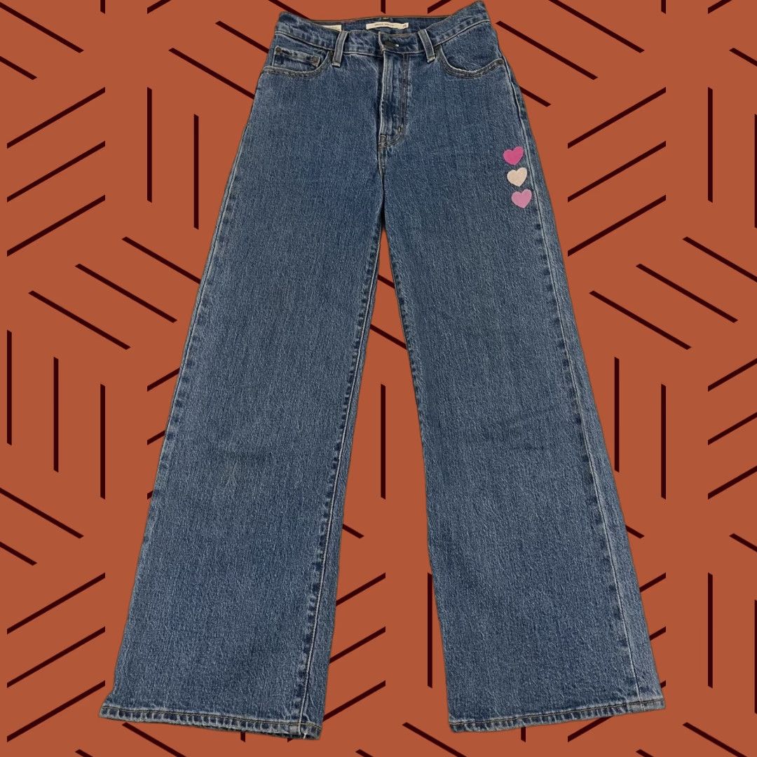 Levi's Levi's Ribcage Wide-Leg Jeans Size 26 W26 L28 Blue Denim Embroidered Skate Y2K Womens Size 26" / US 2 / IT 38 - 1 Thumbnail