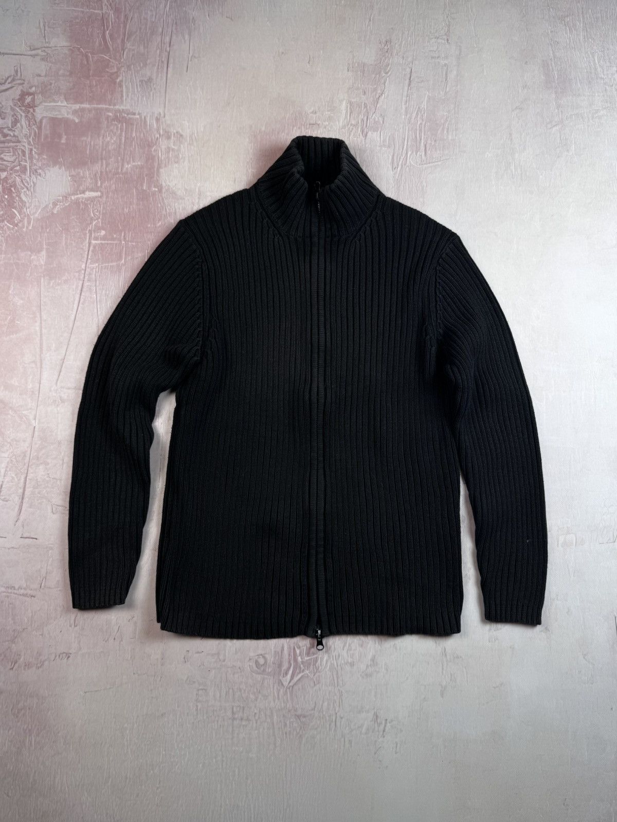 Pre-owned Avant Garde Y2k Biaggini Archival Ribbed Knit Zip Sweater Japan Style In Black