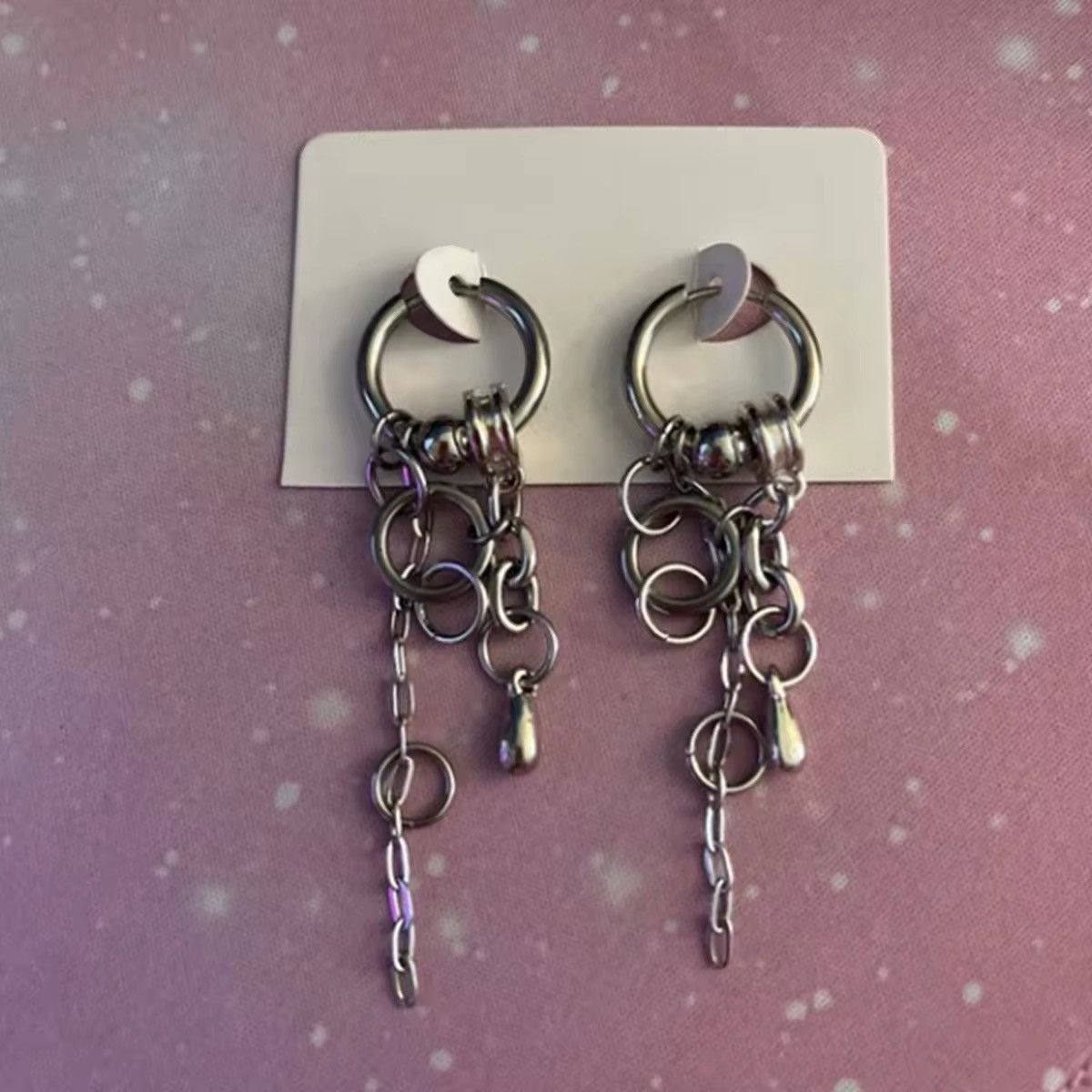 Vintage Y2K punk goth edgy dangly chain earrings Size ONE SIZE - 2 Thumbnail