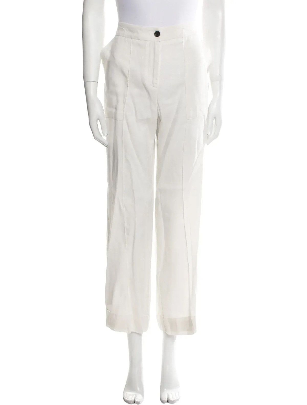image of Raquel Allegra Off-White Wide Leg Pants 4/6, Women's (Size 28)