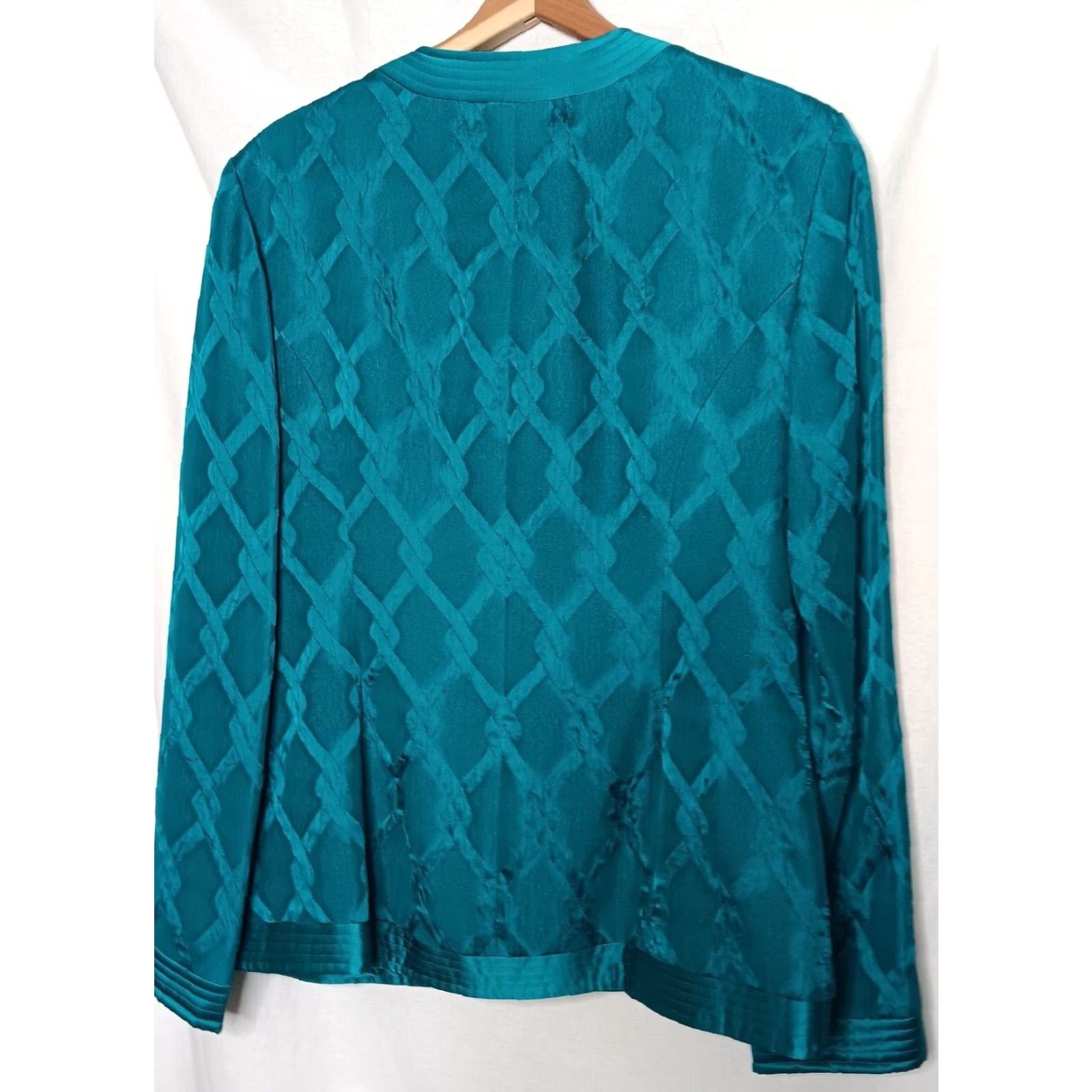 Vintage VINTAGE Anne Crimmins Umi Collections Skirt Suit Teal Silk Set - 2 Piece - Size 12 - Jacket and Skirt - Women - Office Wear - Formal - Silk - Read Size 34" / US 12 / IT 48 - 3 Thumbnail