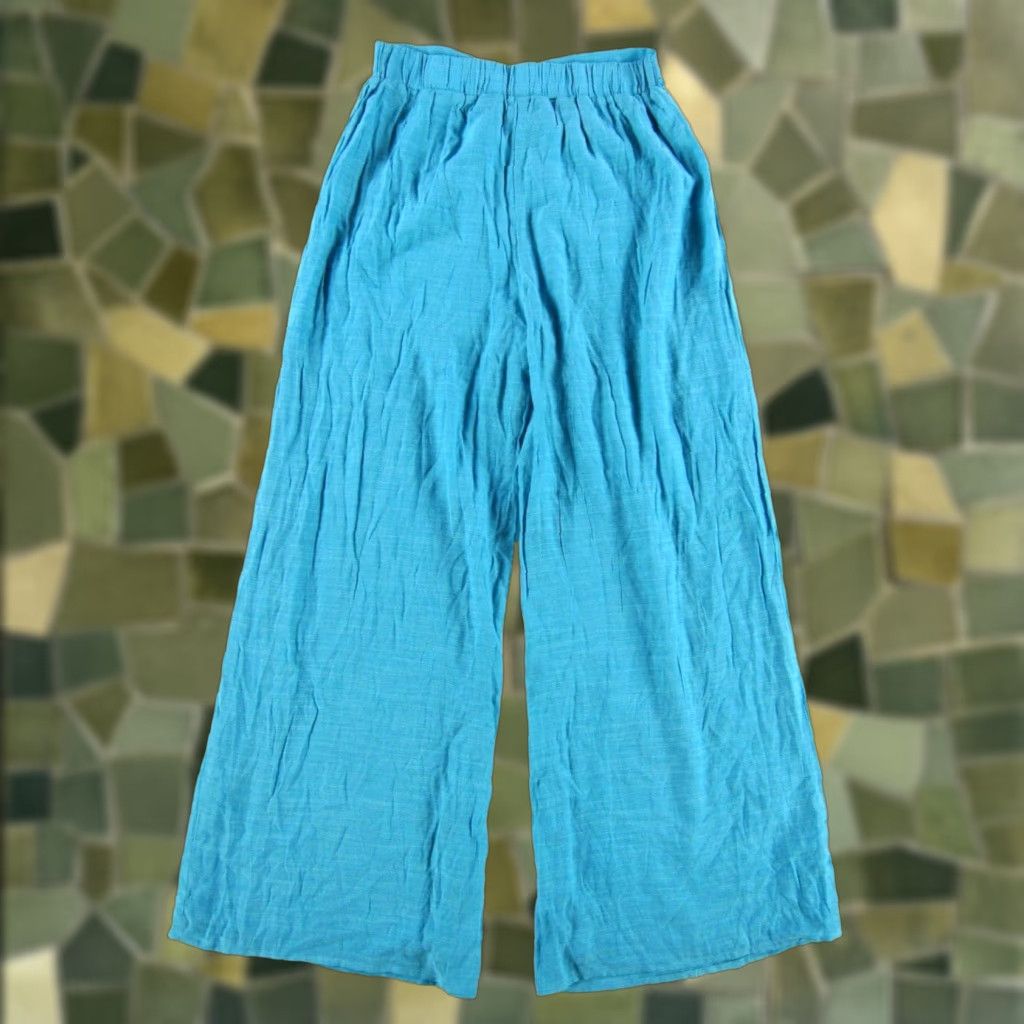 Lulus NWT Lulu's Teal Blue Rayon High Rise Waist Wide Leg Pants Women Small Size 28" / US 6 / IT 42 - 1 Thumbnail
