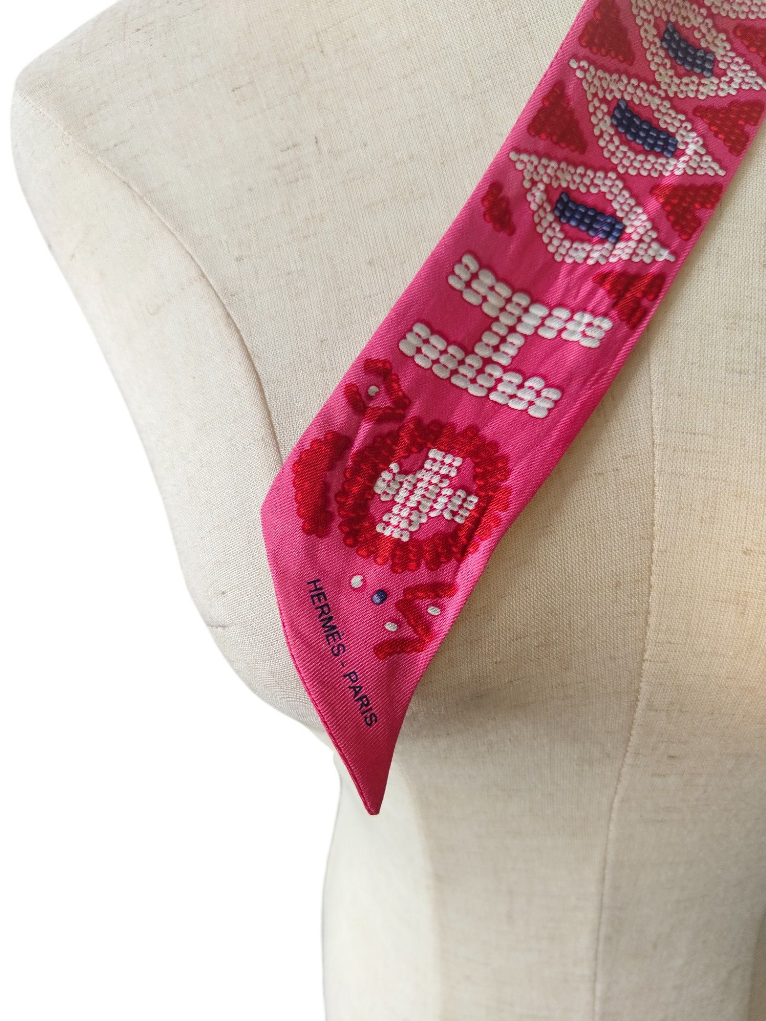 Hermes Dark Pink Twilly Scarf Size ONE SIZE - 3 Thumbnail