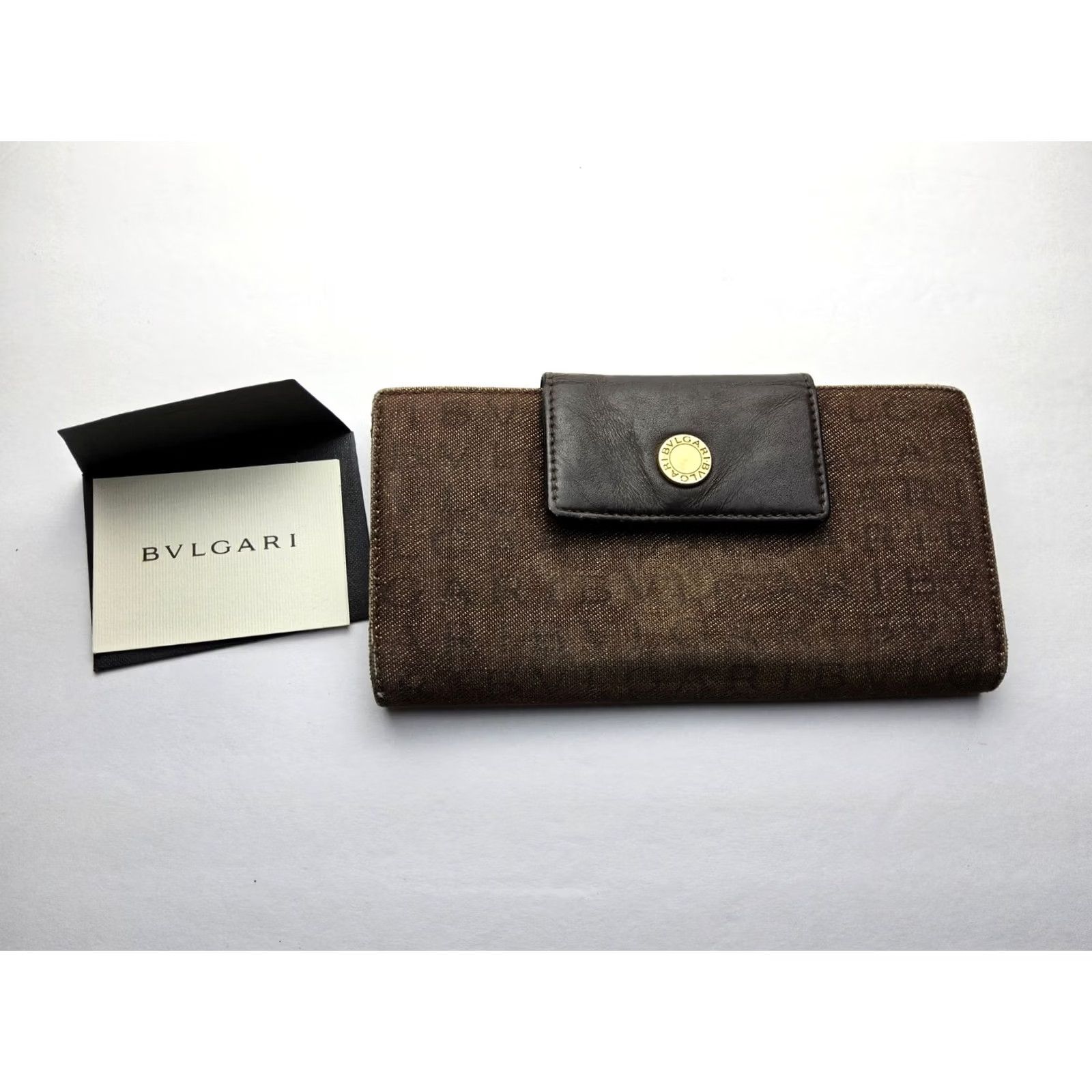 Bvlgari Bvlgari Signature Trifold Full Size Long Wallet Women Brown 7.5x4 Wallet Size ONE SIZE - 2 Thumbnail
