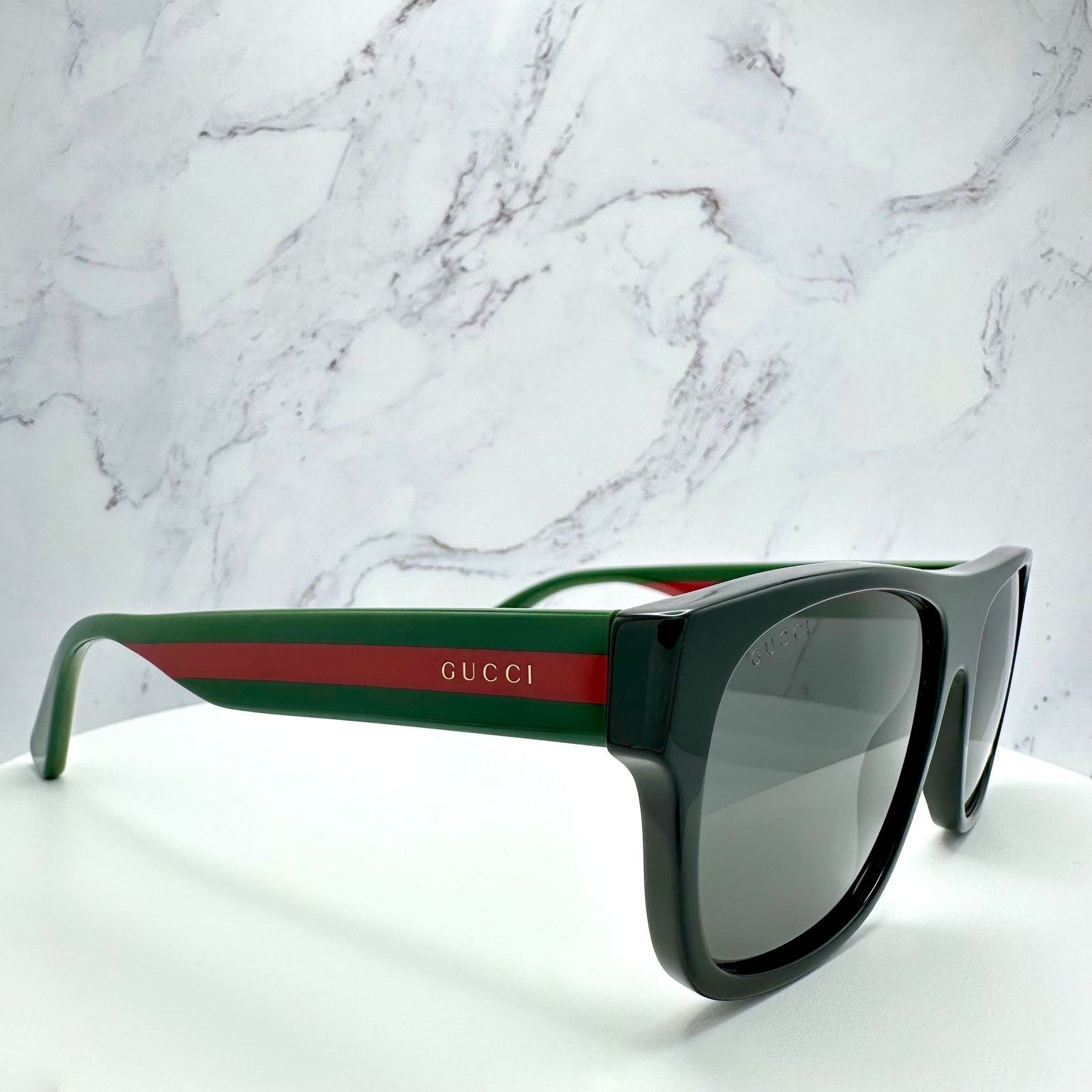 Gucci New Gucci Sunglasses Polarized Black Square Red Green Web Size ONE SIZE - 15 Thumbnail