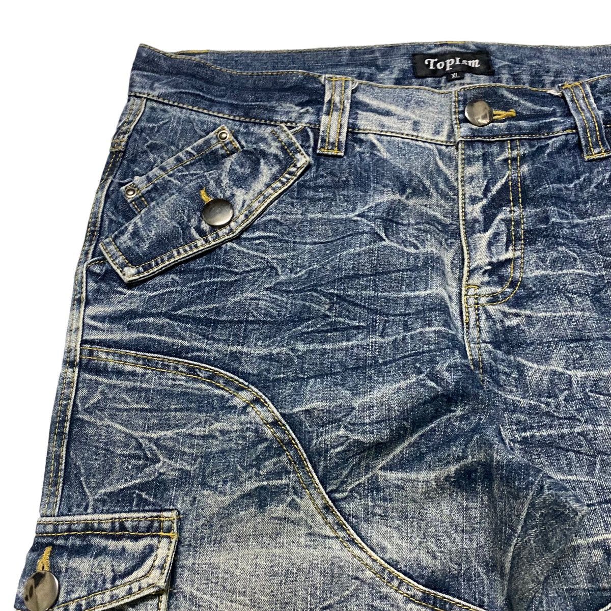 Japanese Brand Japanese Brand TOPISM Cargo Denim Flare Pants Bleach Size US 34 / EU 50 - 4 Thumbnail