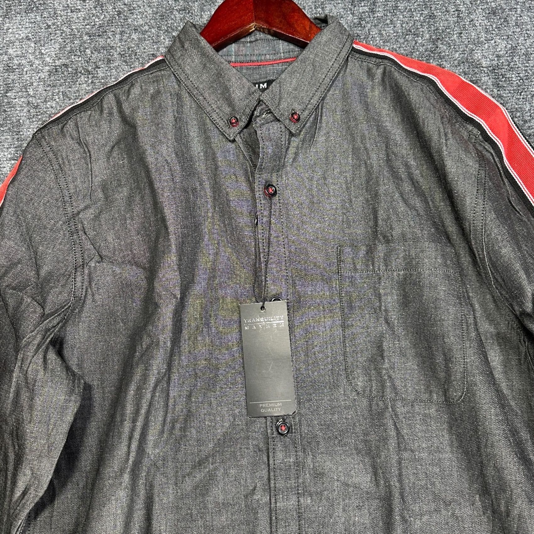 Vintage Tranquility & Mayhem Shirt Mens L Slim Fit Button Down Charcoal Gray Long Sleeve NEW Size US L / EU 52-54 / 3 - 4 Thumbnail