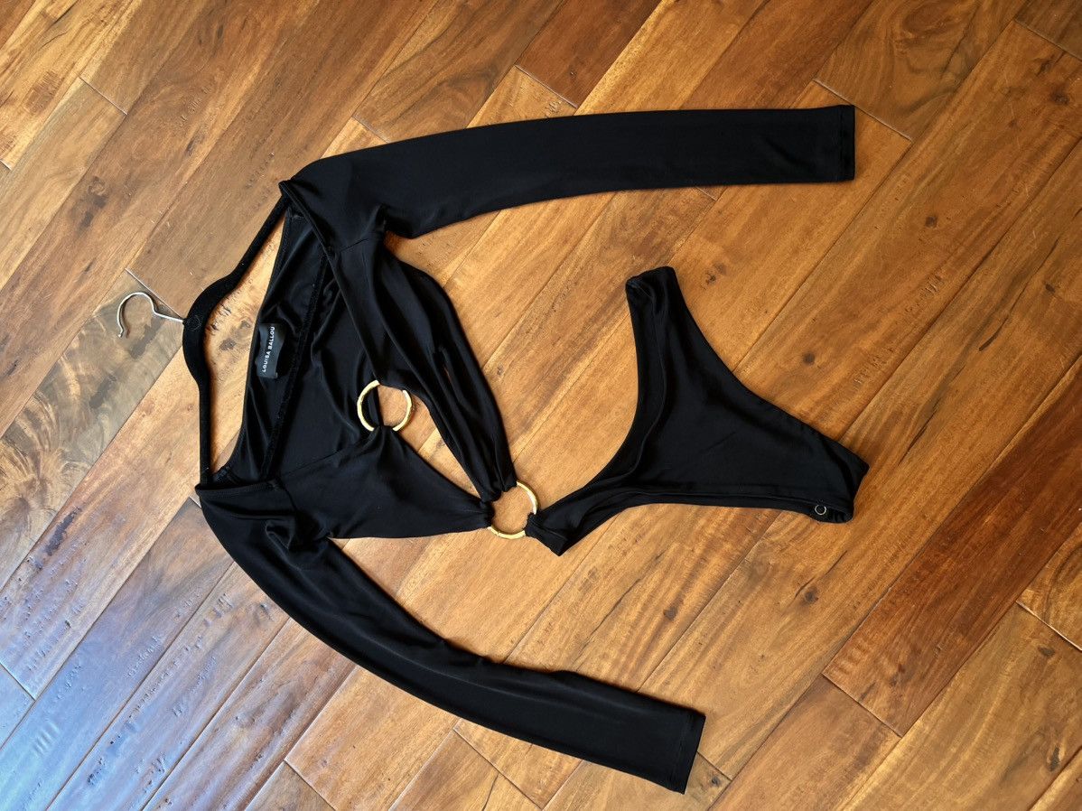 Louisa Ballou Sex Wax' bodysuitcut-out details, gold metal, long sleeves. Size S / US 4 / IT 40 - 3 Thumbnail