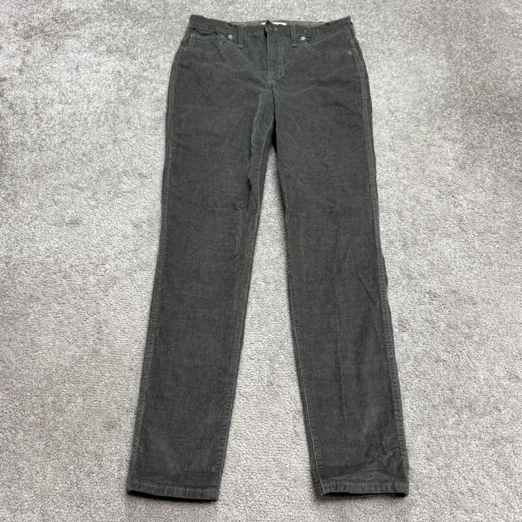 Madewell Madewell High Rise Skinny Velvet Pants Womens 29 Tall Dark Gray Stretch Casual Size 29" - 2 Thumbnail