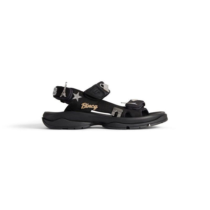 Balenciaga o1w1db10625 Tourist Sandals With Pins in Black Size US 8 / IT 38 - 1 Thumbnail