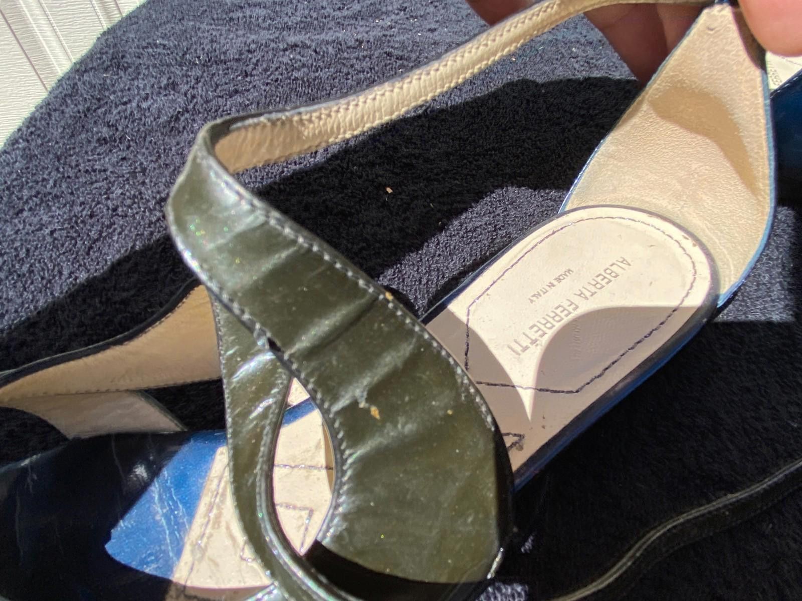 Alberta Ferretti Women Alberta Ferretti X Strap Slingback Flat 37.5 Blue S622 Size US 7 / IT 37 - 6 Thumbnail