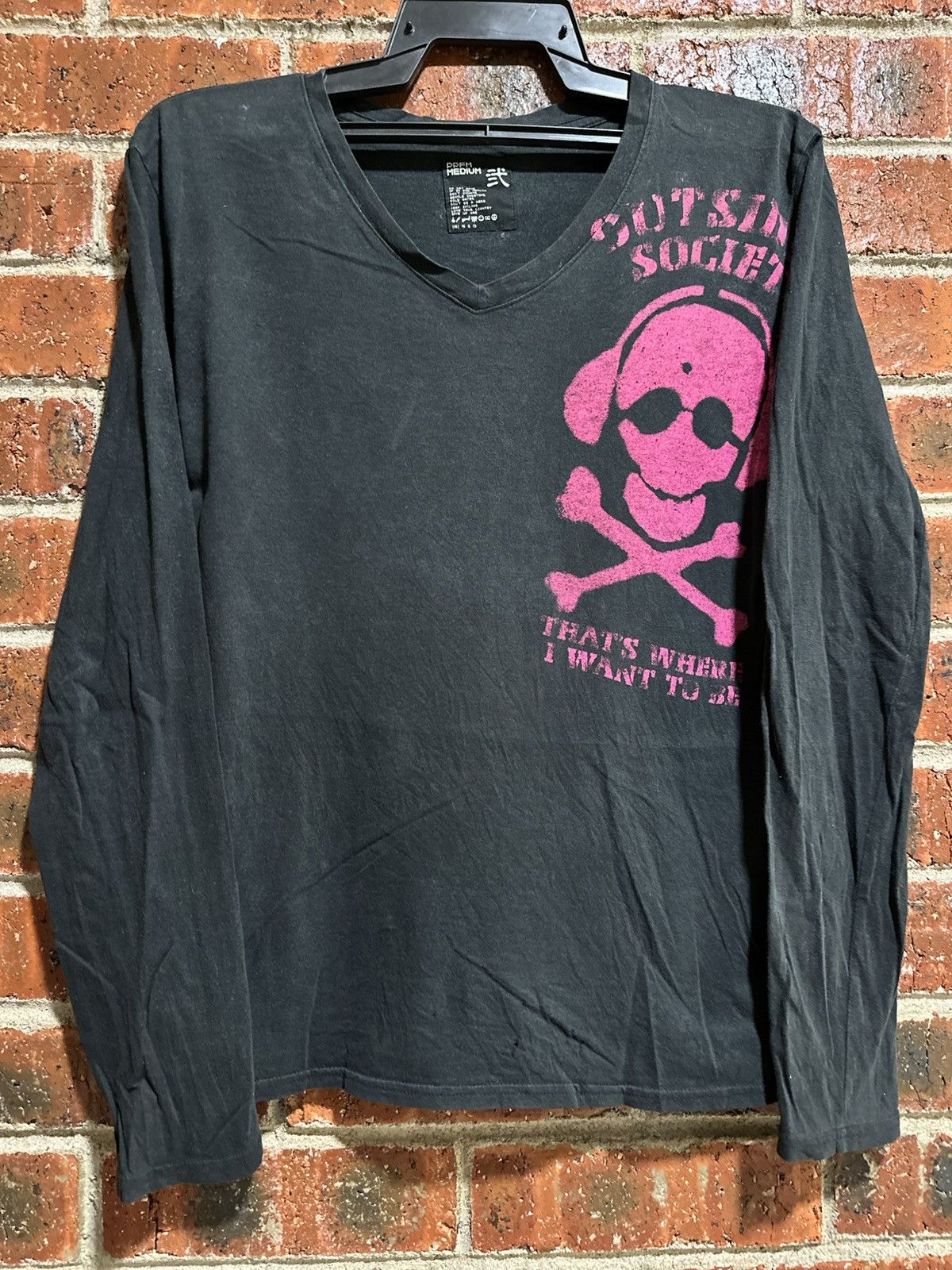 PPFM Thrashed Vintage Ppfm Outside Of Society Long Sleeve Punk T Size US S / EU 44-46 / 1 - 1 Thumbnail