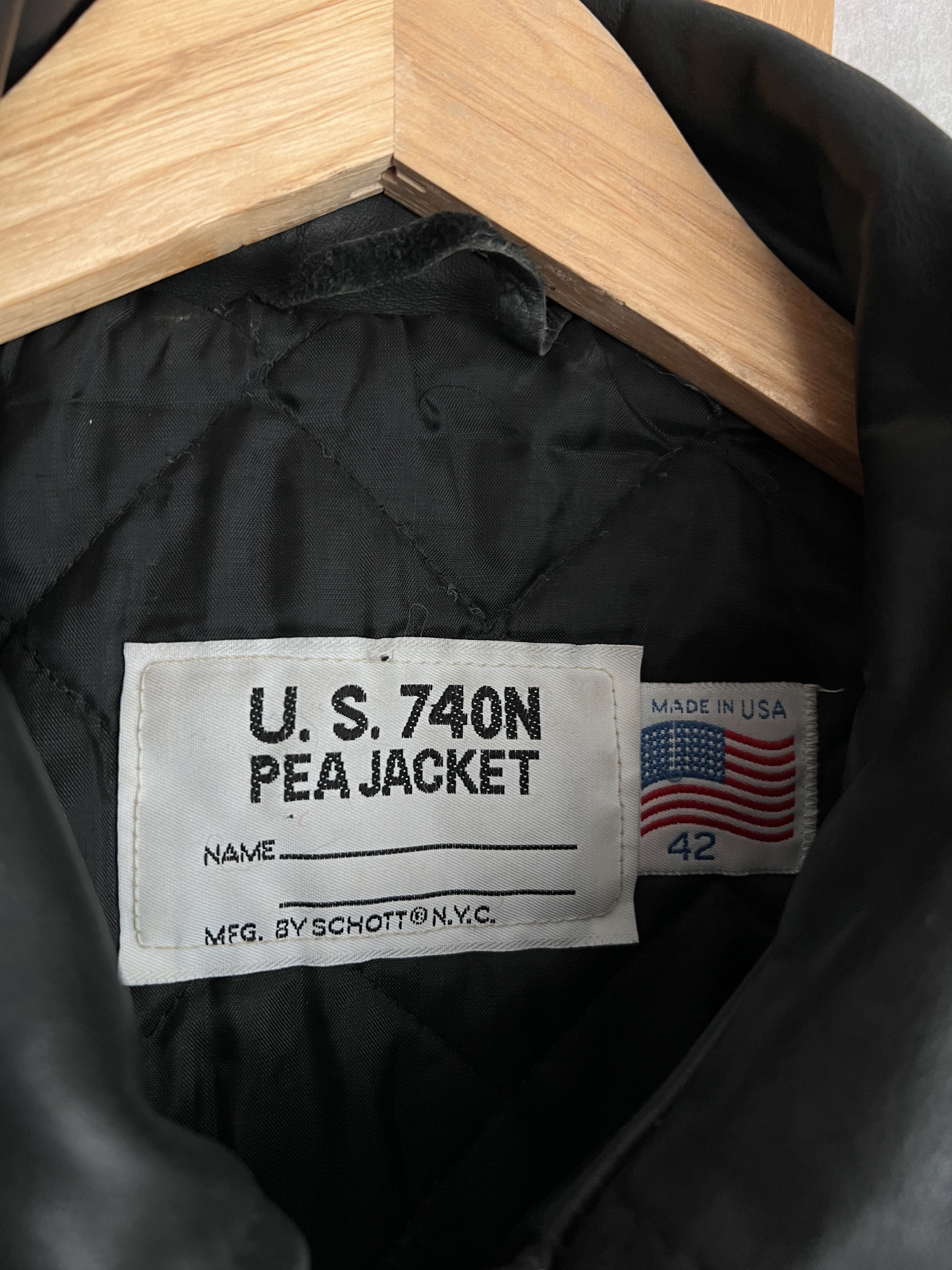 Schott Schott USA 740N PEA Jacket vintage 80s Leather rare coat Size US M / EU 48-50 / 2 - 16 Thumbnail