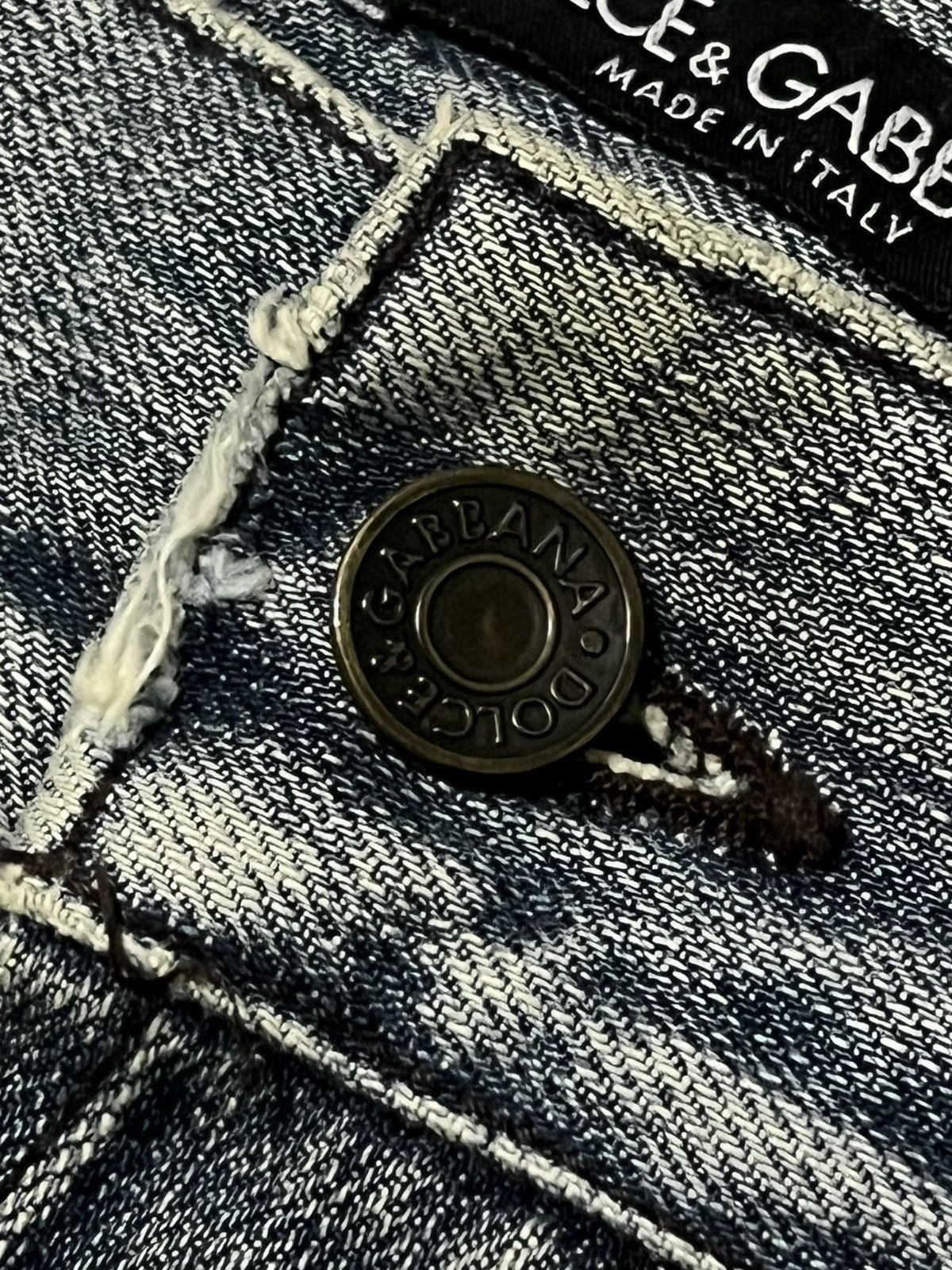 Dolce & Gabbana Y2K Dolce & Gabbana Distressed Sashiko Style Faded Blue Jean Size US 35 - 8 Thumbnail