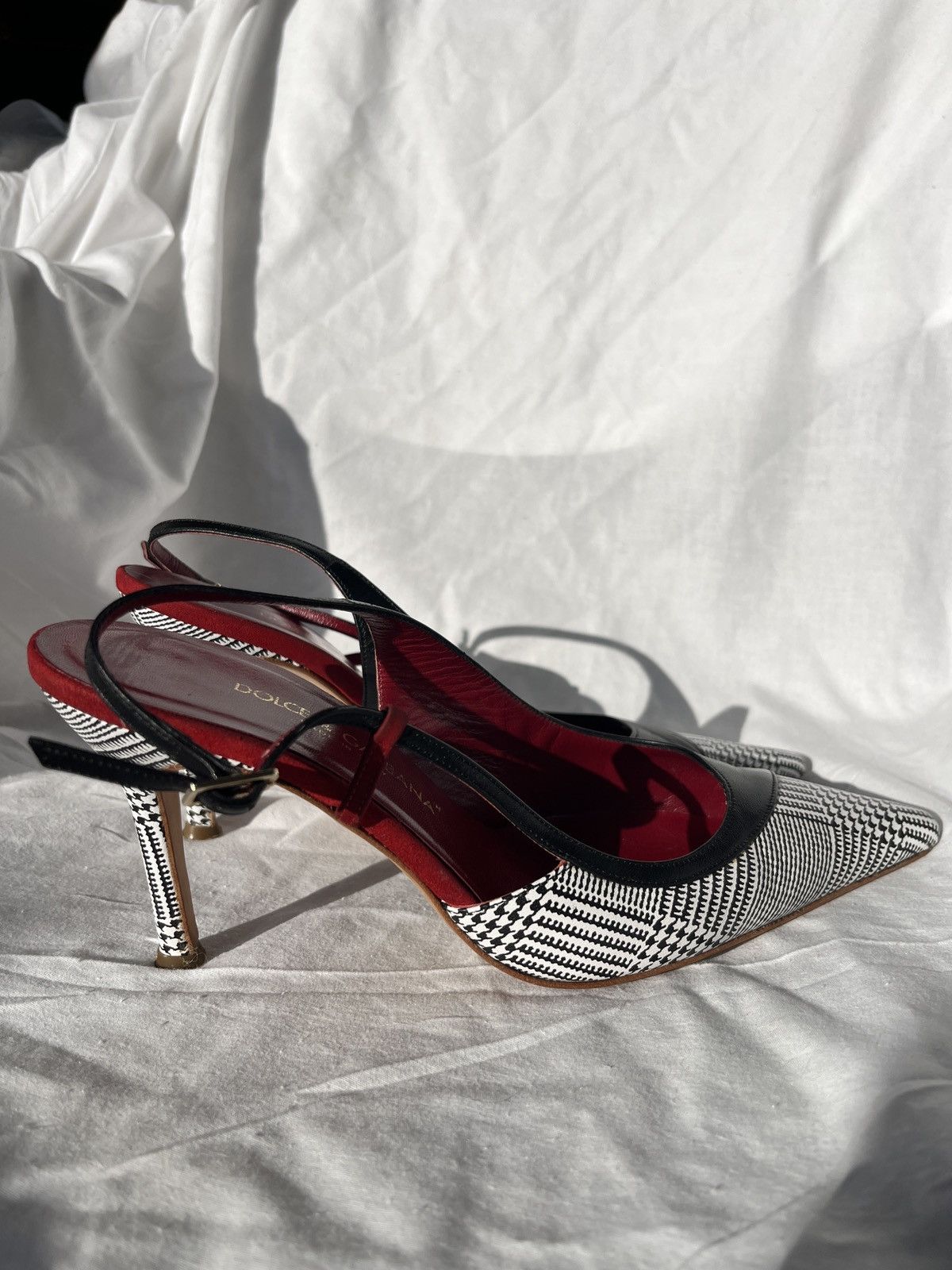 Dolce & Gabbana × Vintage Sling Back Heels Black and Houndstooth Size US 6 / IT 36 - 11 Thumbnail