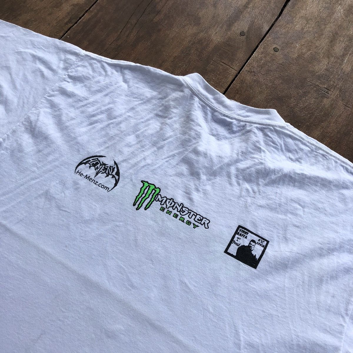 image of Vintage Vinny Raffa X Monster Energy Skateboard Shirt in White, Men's (Size XL)
