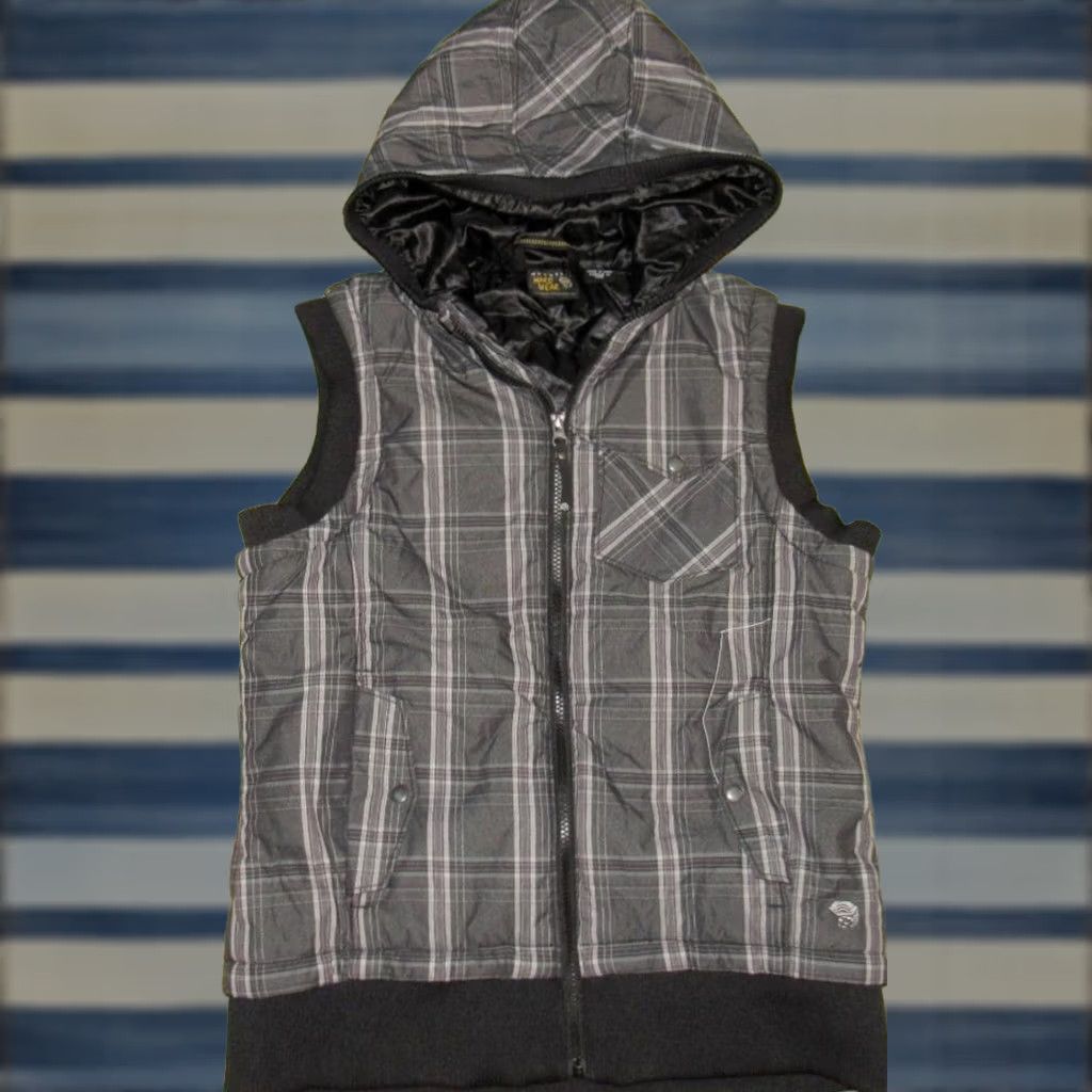 Mountain Hardwear Womens MOUNTAIN HARDWEAR Grey Plaid Hooded Rugia Vest Medium M Size M / US 6-8 / IT 42-44 - 1 Thumbnail