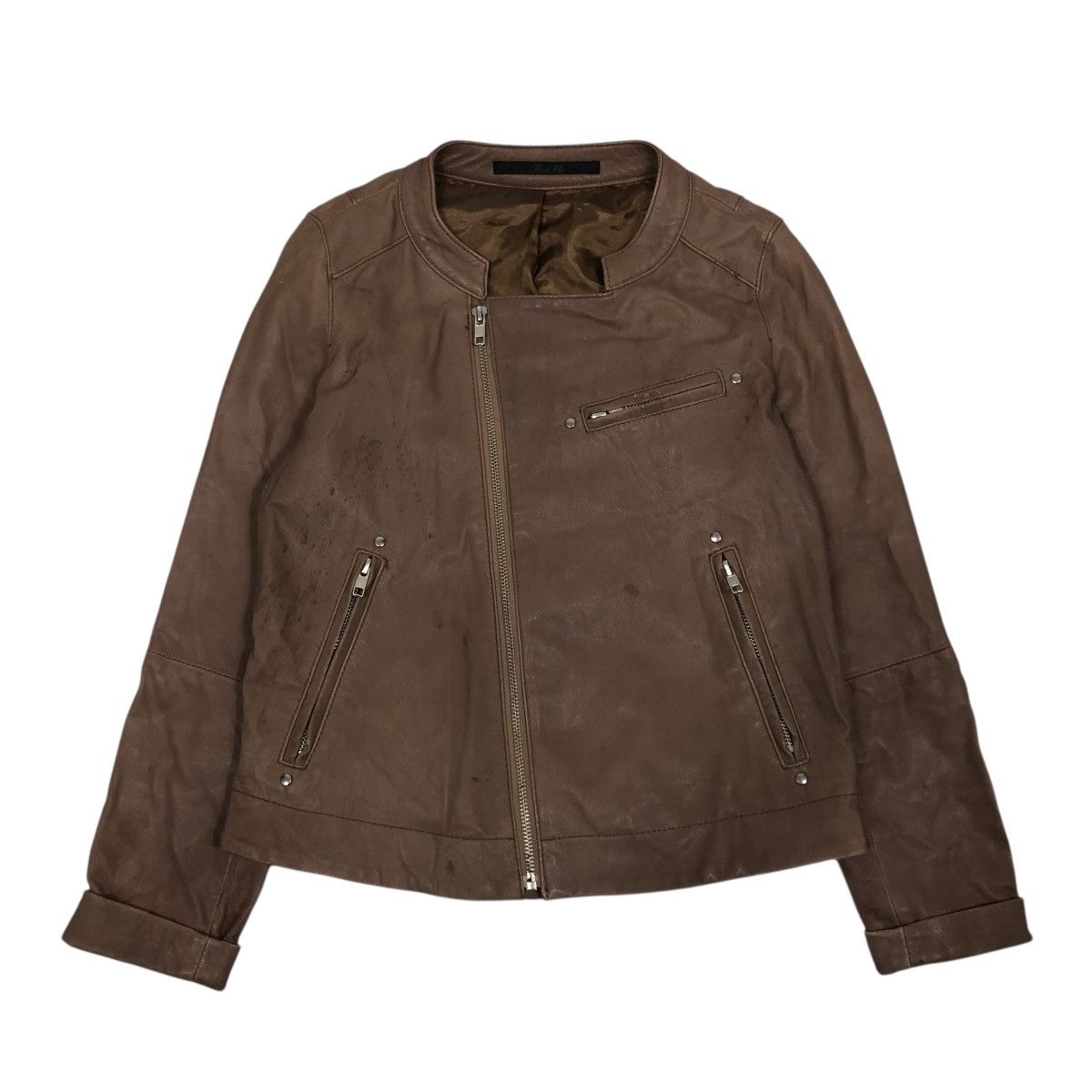 Japanese Brand 🔥CROPPED BIKER LEATHER JACKET RUE DE BLUE ISSEY MIYAKE Size US S / EU 44-46 / 1 - 1 Thumbnail