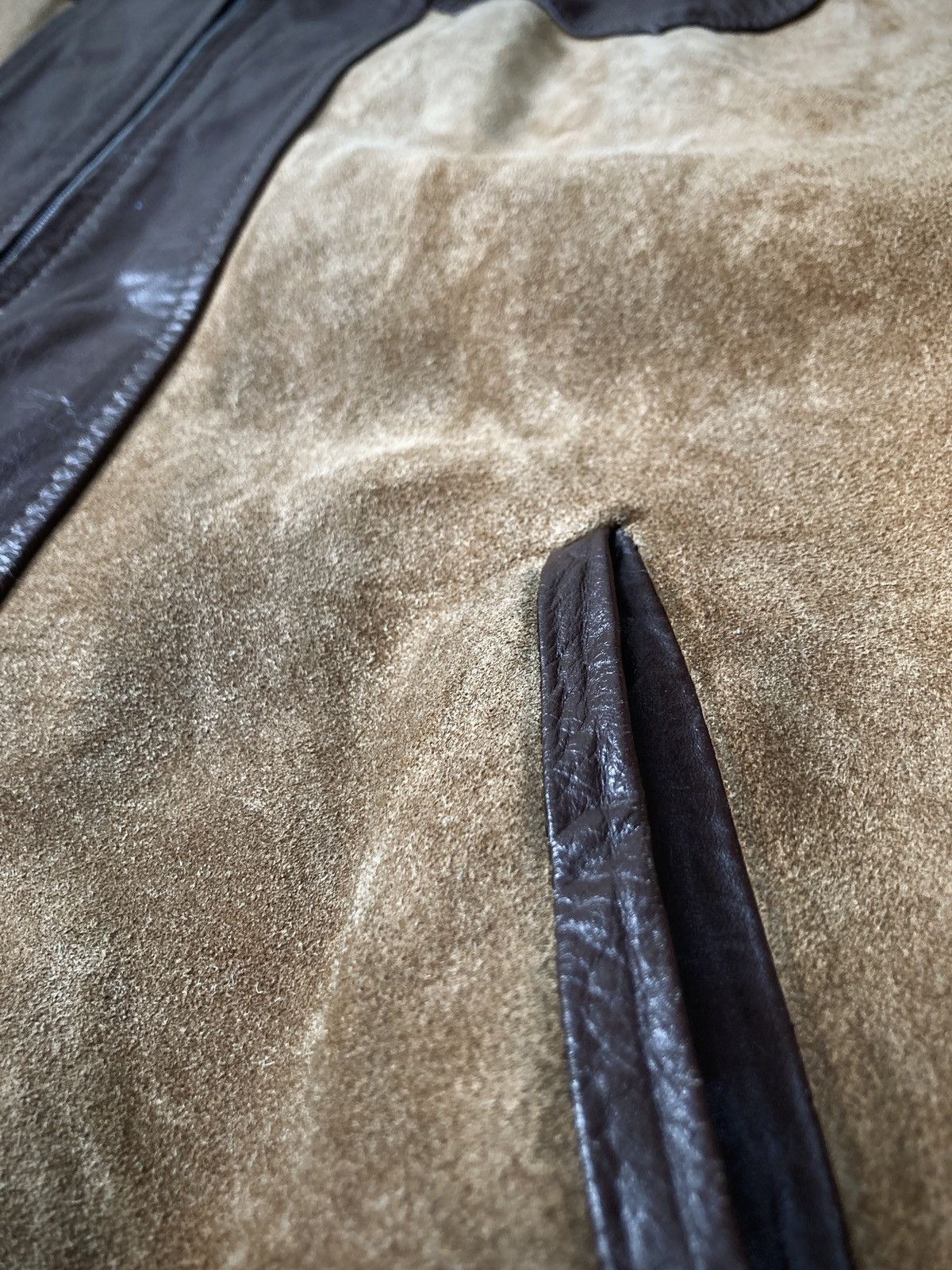 Leather × Vintage Vintage 70s Western 2-Tone Leather Bomber Jacket Size US L / EU 52-54 / 3 - 4 Thumbnail