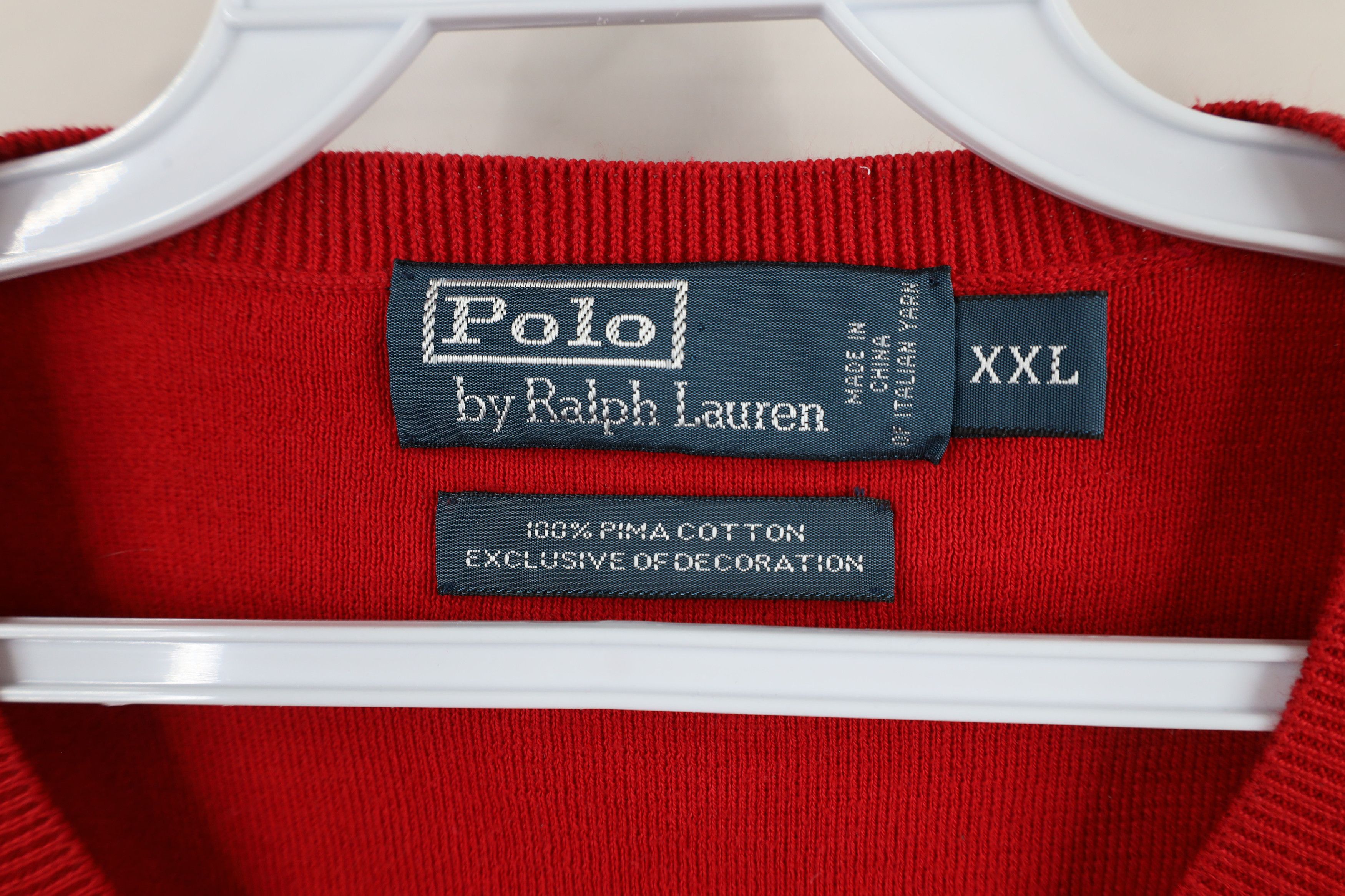 Ralph Lauren × Vintage Vintage Ralph Lauren Cotton Knit Sleeveless Sweater Vest Red Size US XXL / EU 58 / 5 - 7 Thumbnail