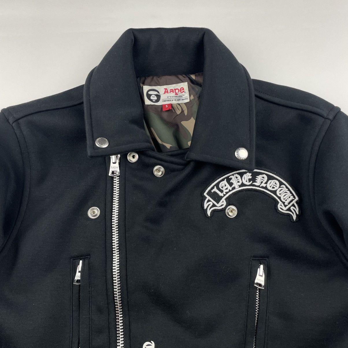Bape 2014 AAPE by a Bathing Ape Biker Jacket S Black Camo Lined Size US S / EU 44-46 / 1 - 14 Thumbnail