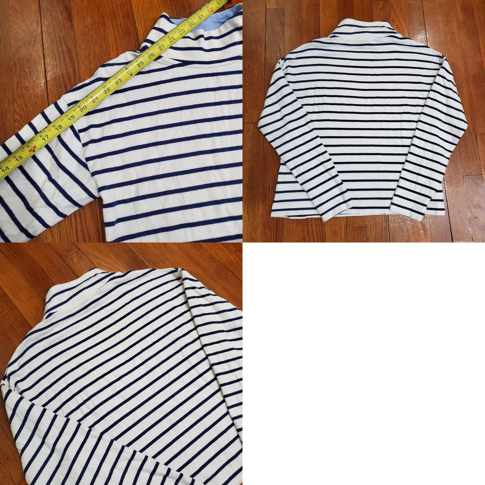 Vineyard Vines Vineyard Vines Shirt Mens Medium White Stripe Mock Neck Nautical Button Shoulder Shirt Size US M / EU 48-50 / 2 - 9 Thumbnail
