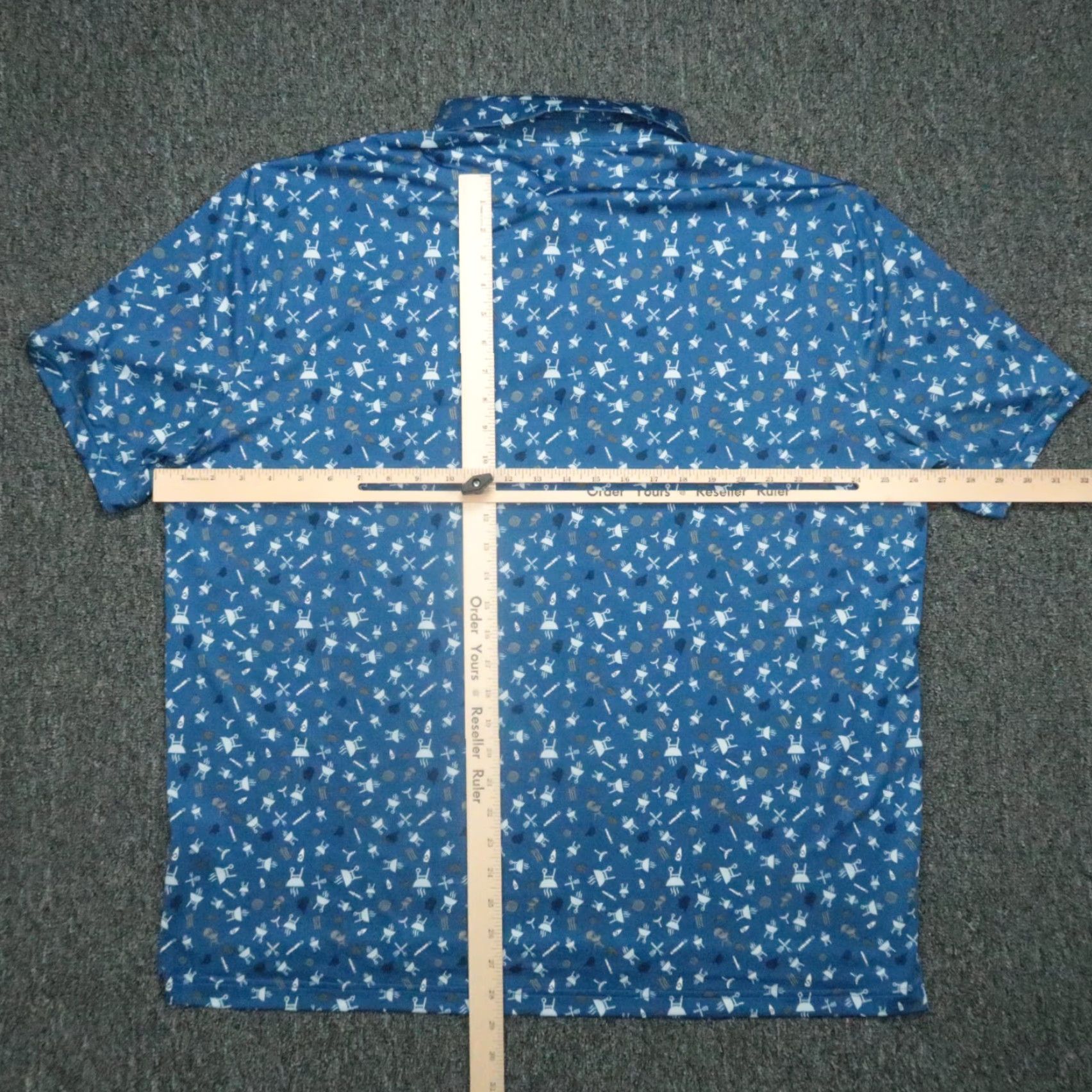Vintage 1764 Shirt Men XXL Blue White BBQ Grilling Cookout Short Sleeve Performance NWT Size US XXL / EU 58 / 5 - 6 Thumbnail