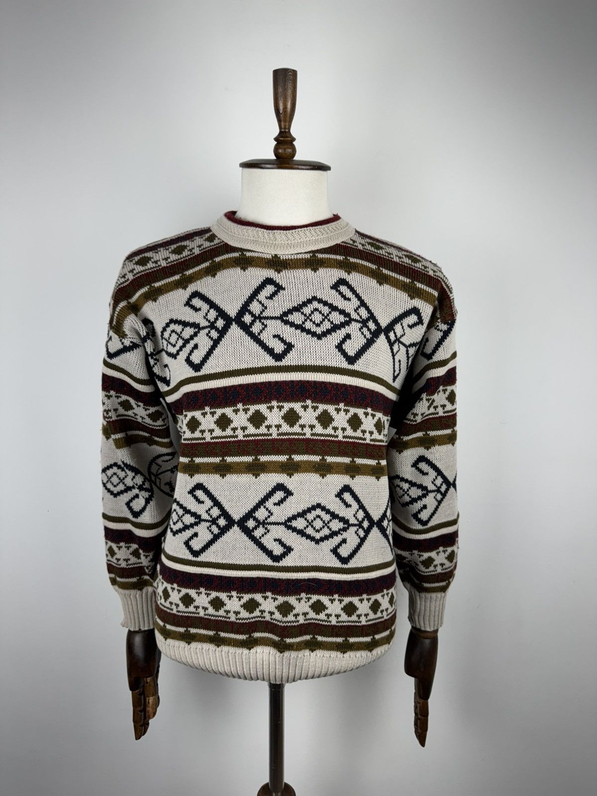Japanese Brand × Vintage Vintage Evolution Acrylic Retro 90’ Sweater Abstract Jumper Size US M / EU 48-50 / 2 - 1 Thumbnail