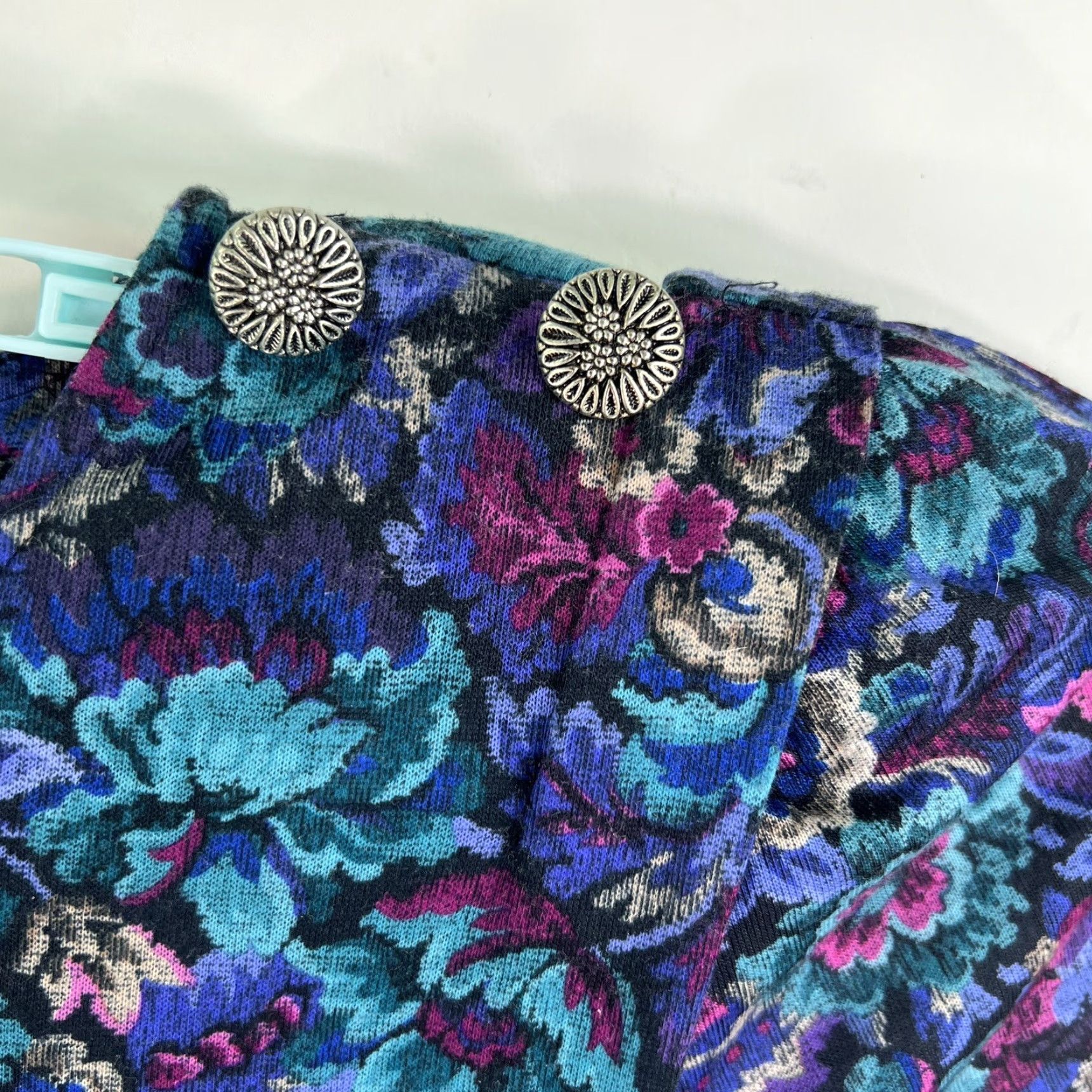 Vintage Vintage Stuart Alan Floral Pleated Drop Waist Dress Womans Size 12 Blue W/ Belt Size XL / US 12-14 / IT 48-50 - 5 Thumbnail