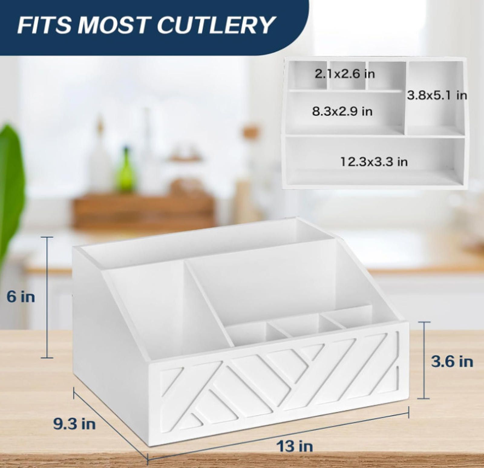 Designer Wood Rustic Silverware Utensil Caddy Cutlery Organizer Box Size ONE SIZE - 5 Thumbnail