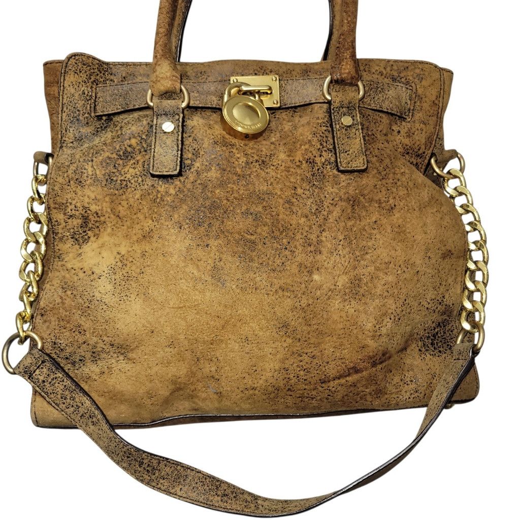 Michael Kors Michael Kors Women's Large Distressed Brown Leather Hamilton Size ONE SIZE - 3 Thumbnail