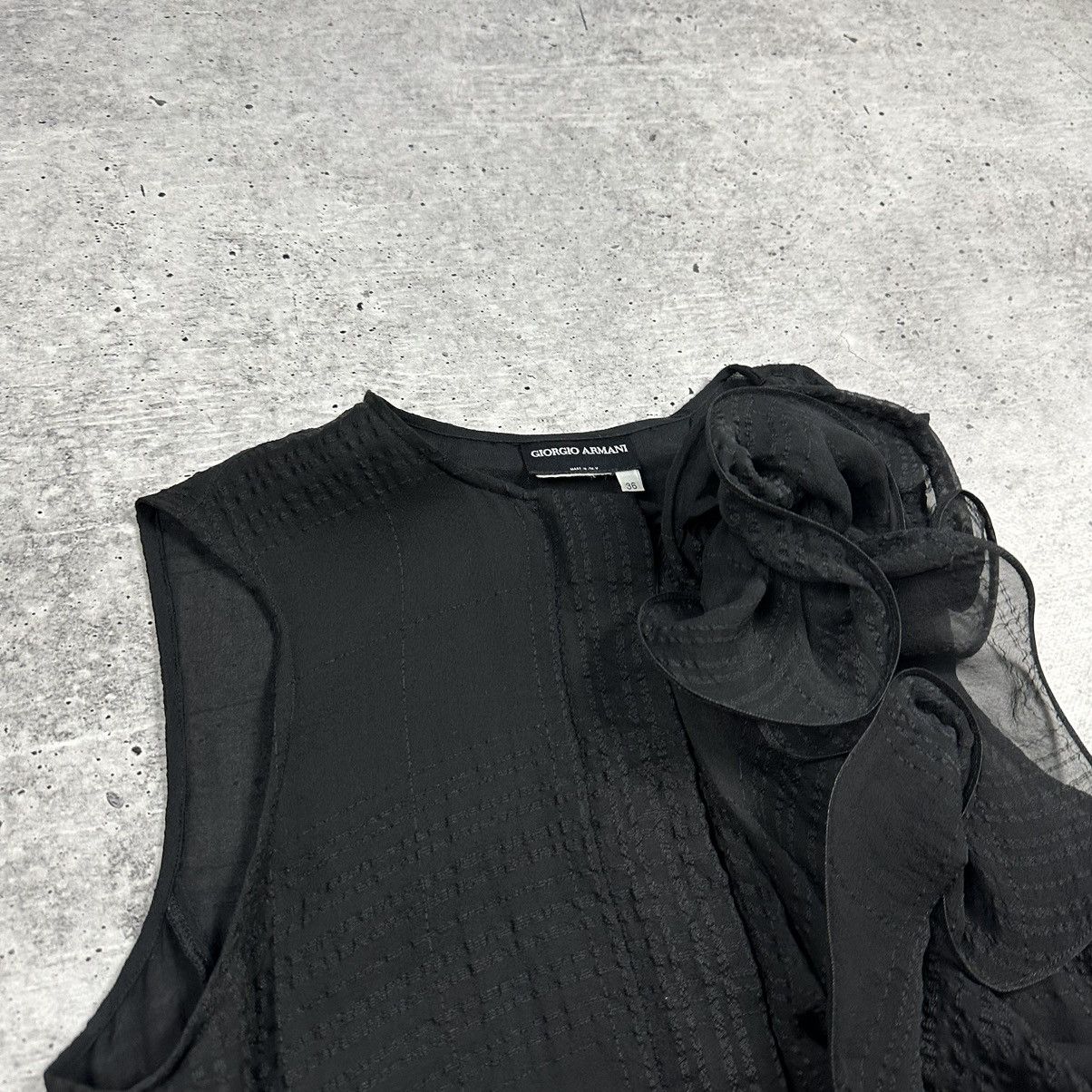 Emporio Armani Emporio Armani Black Sheer Crepe Sleeveless Bow Top Silk Size XS / US 0-2 / IT 36-38 - 2 Thumbnail
