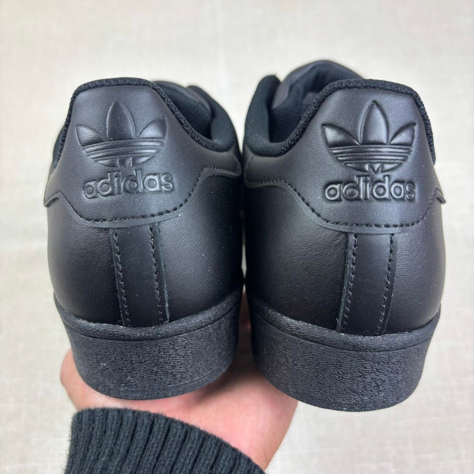 Adidas ♣️ Adidas Superstar “Triple Black” 12M Size US 12 / EU 45 - 6 Thumbnail