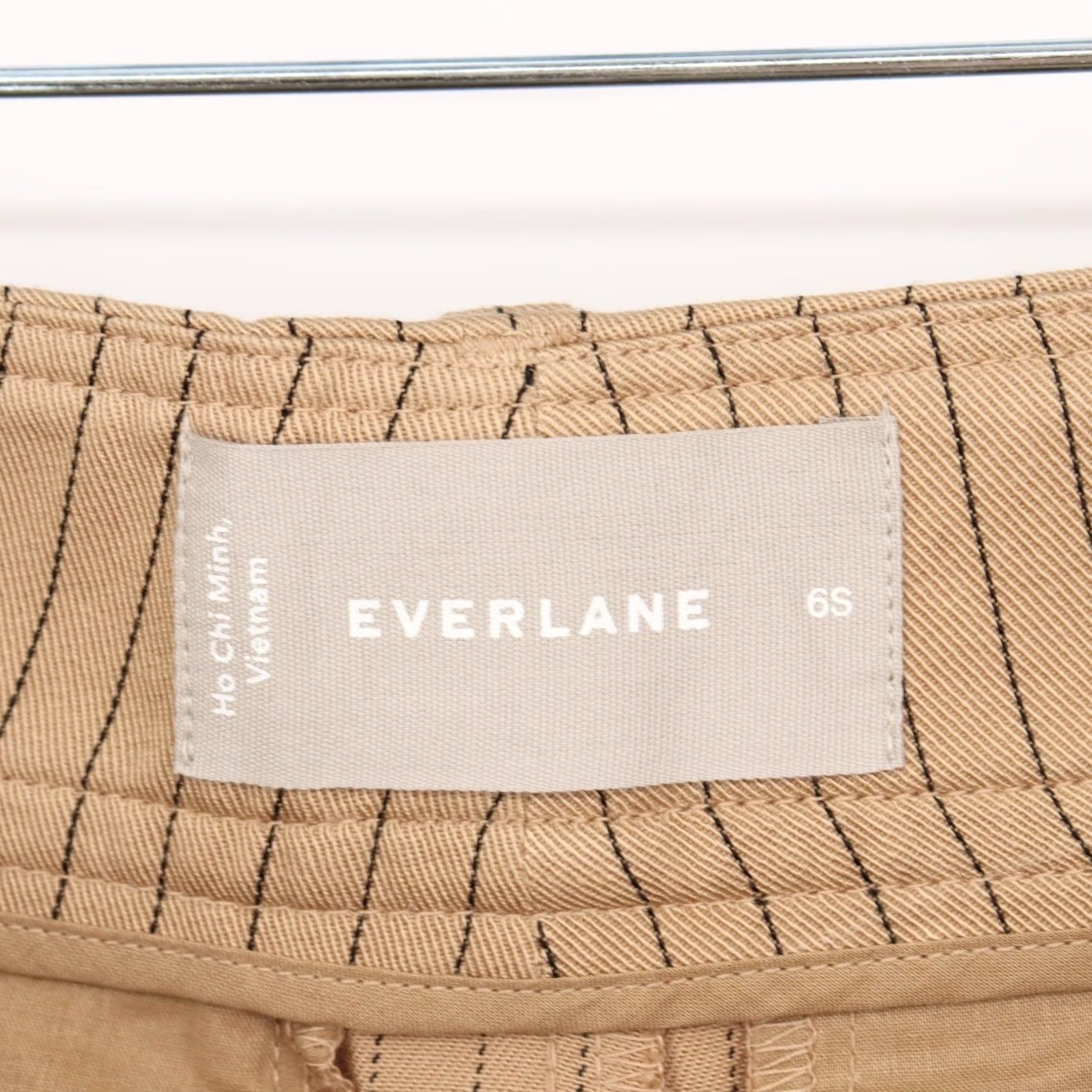 Everlane EVERLANE Women’s Pinstripe Wide-Leg Pleated Pants 6S Tan Beige Dress Pants Workwear Casual Business Size 28" / US 6 / IT 42 - 3 Thumbnail