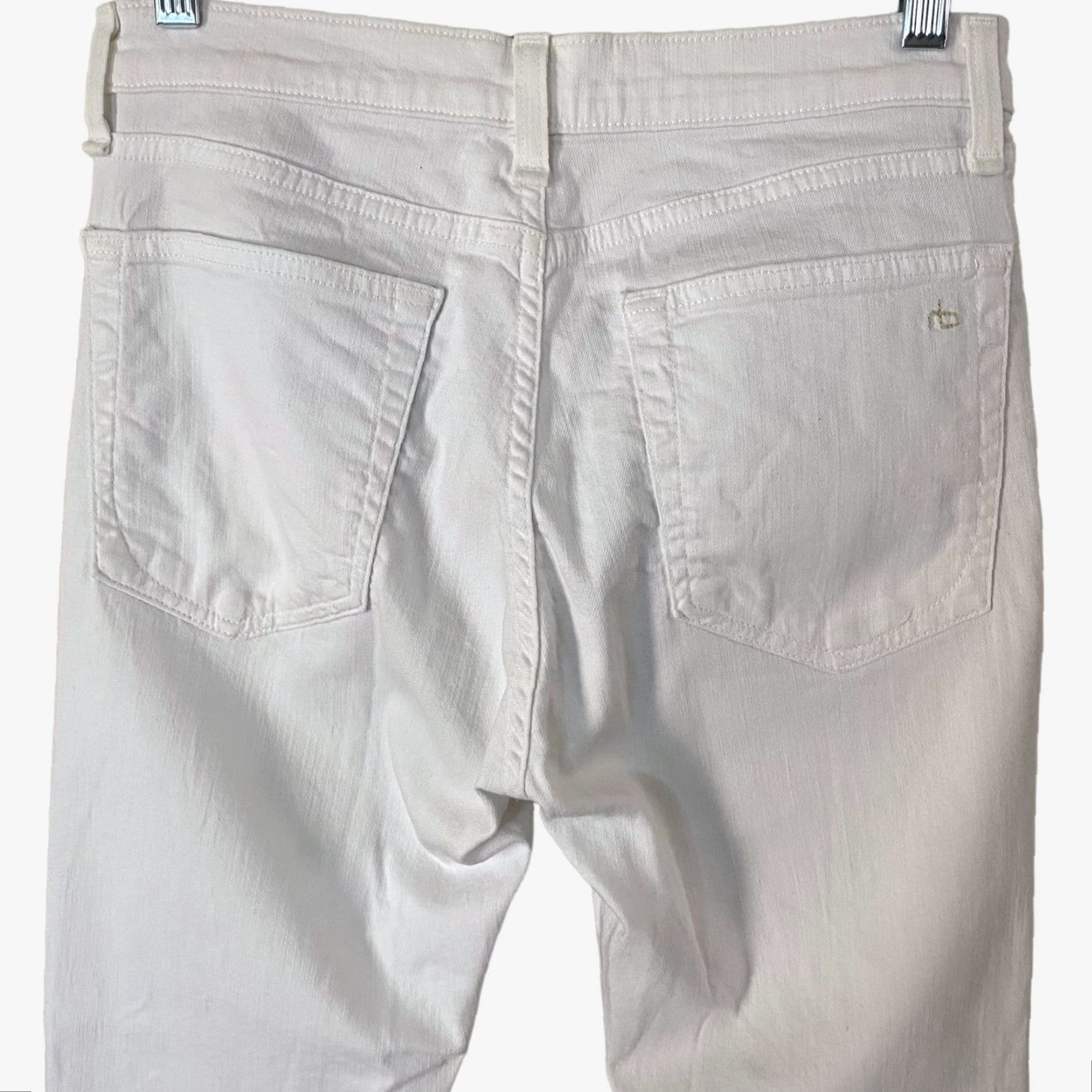 Rag & Bone VINTAGE rag & bone The Dre High-Waisted Skinny Jeans Women's Size 27 White Cotton Blend Denim Stretch Raw-Hem Beach Style Size 27" / US 4 / IT 40 - 6 Thumbnail
