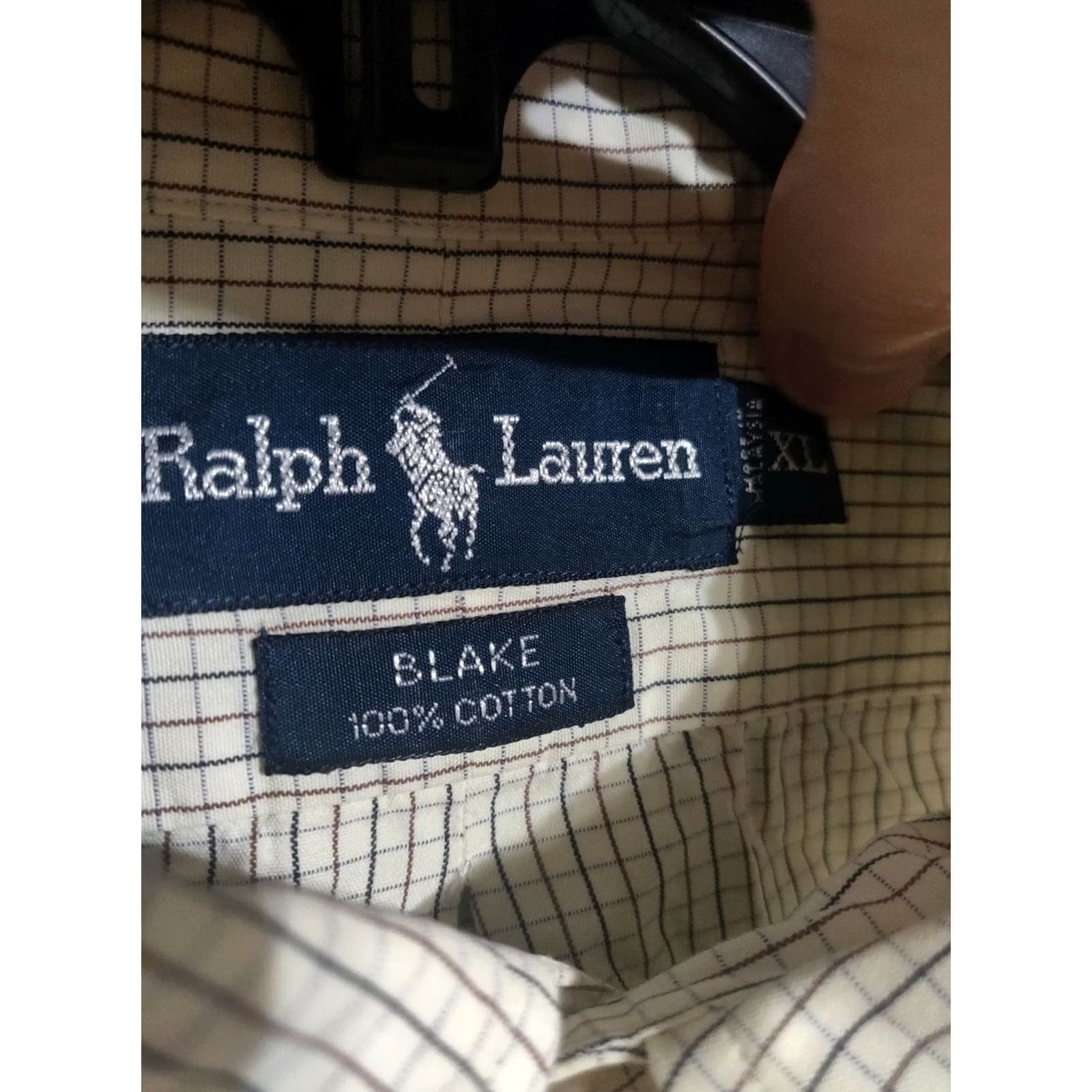 Polo Ralph Lauren Polo Ralph Lauren Blake Cream Checkered L/S Button Down Dress Shirt Mens XL Size 46R - 3 Thumbnail