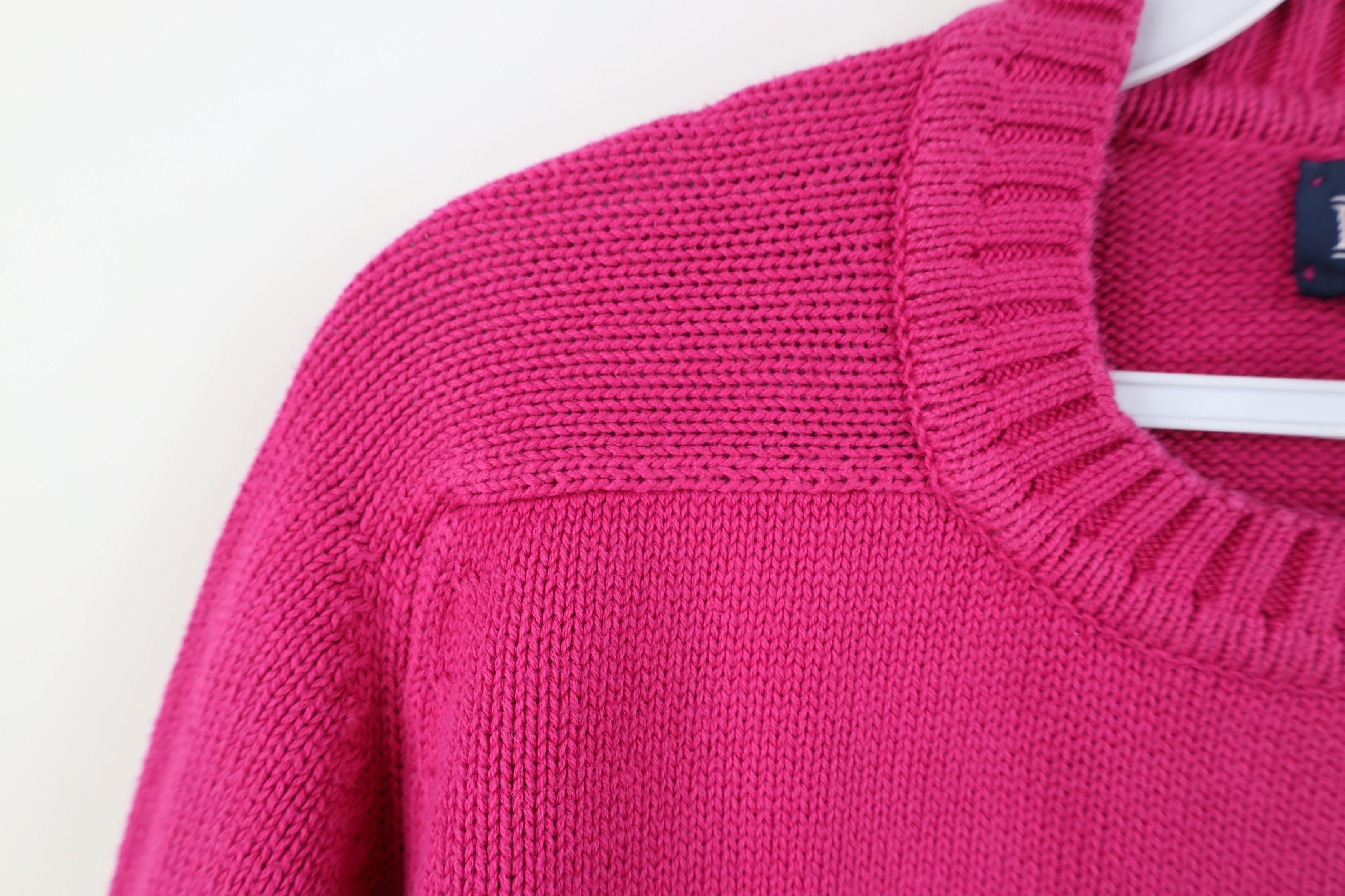Vintage 90s Lands End Cotton Ribbed Knit Sweater Pink USA