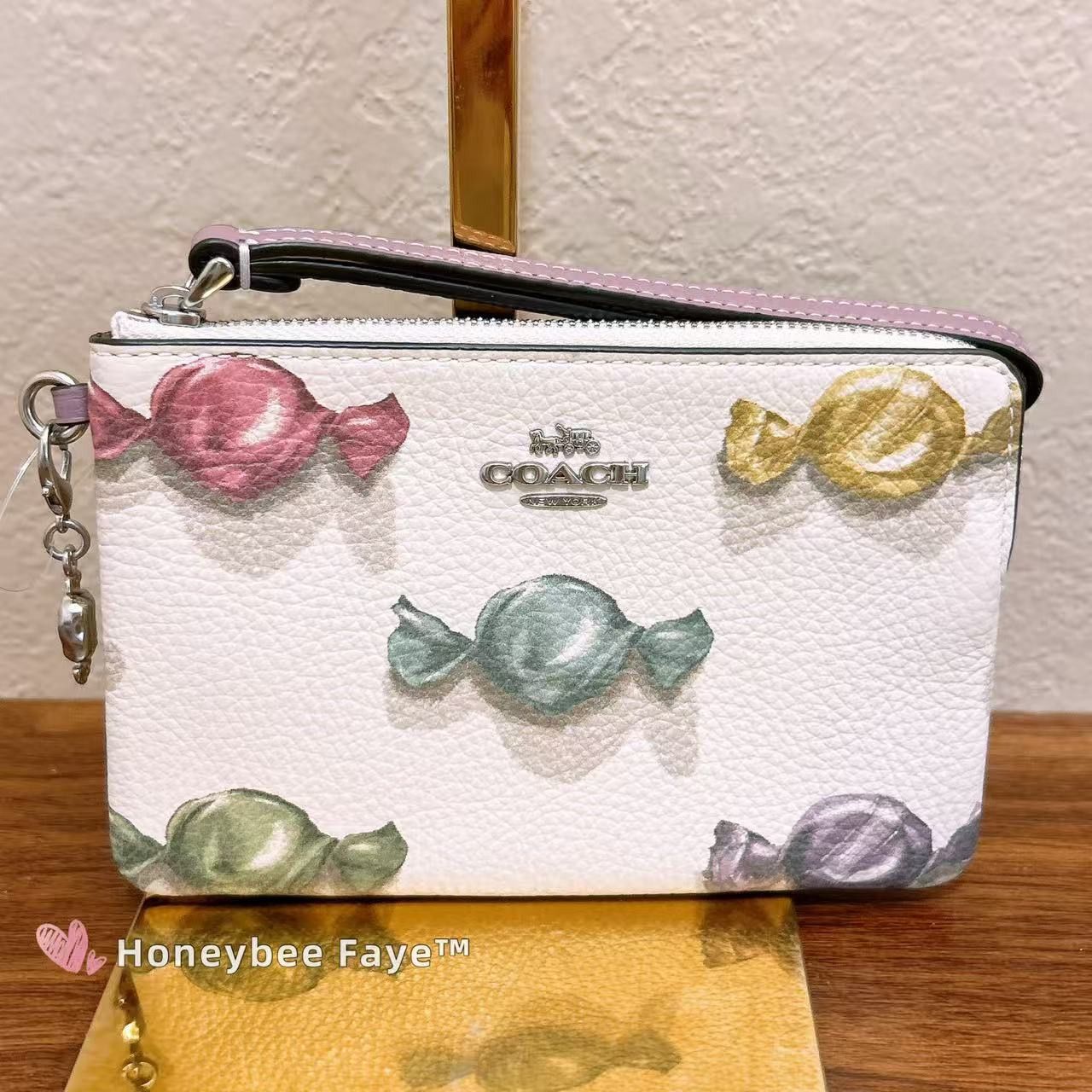 Coach Corner Zip Wristlet With Candy Print And Charm CDF34 Size ONE SIZE - 1 Thumbnail