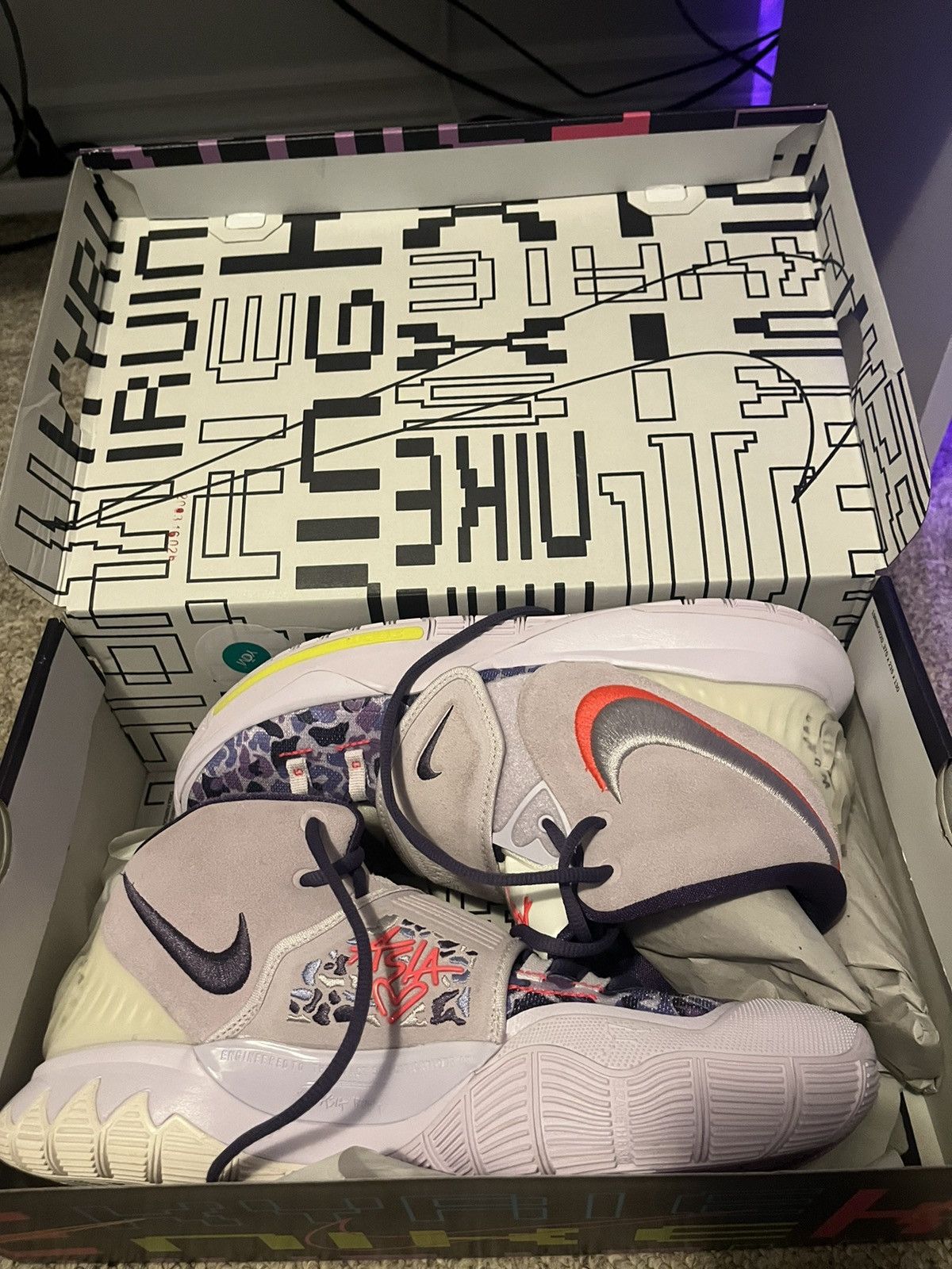 image of Nike Kyrie 6 Asia Grey/barely Grape Shoes in Purple, Men's (Size 12)