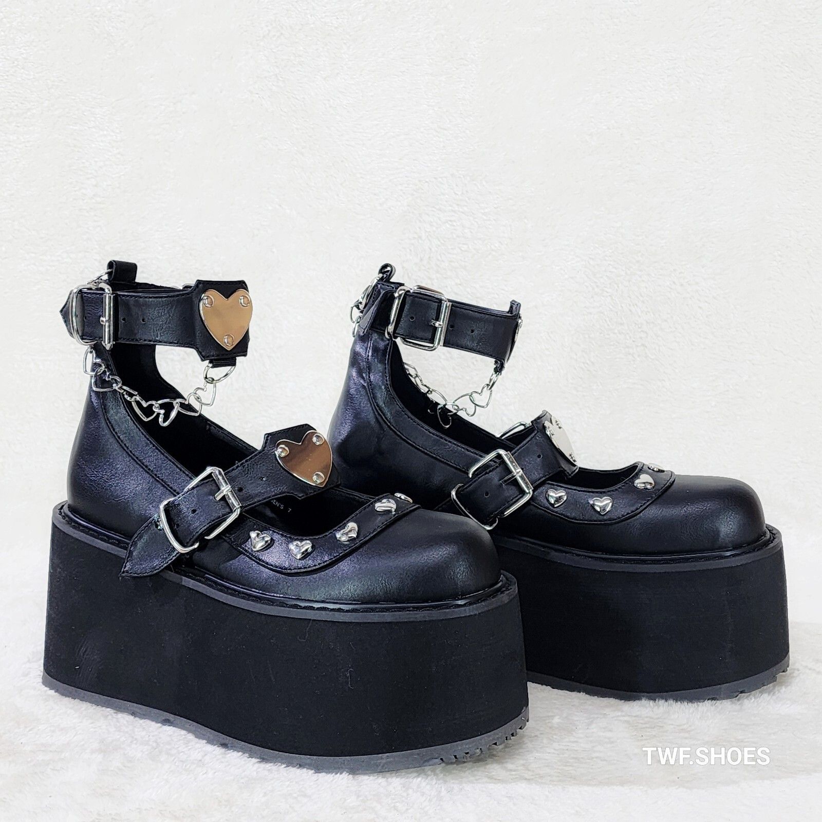 Demonia Cult DEMONIA Damned 56 Platform Maryjane Shoes Metal Heart Plate Size US 11 / IT 41 - 1 Thumbnail