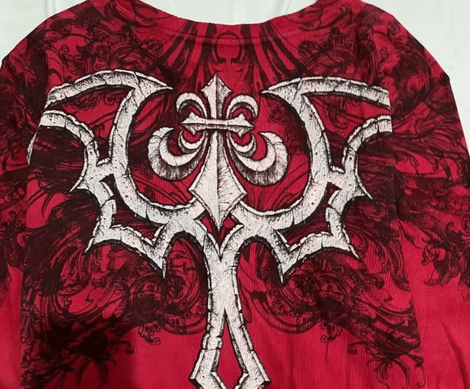 Japanese Brand American Retro Affliction Printed Red Long Sleeve 90s Size US XL / EU 56 / 4 - 7 Thumbnail