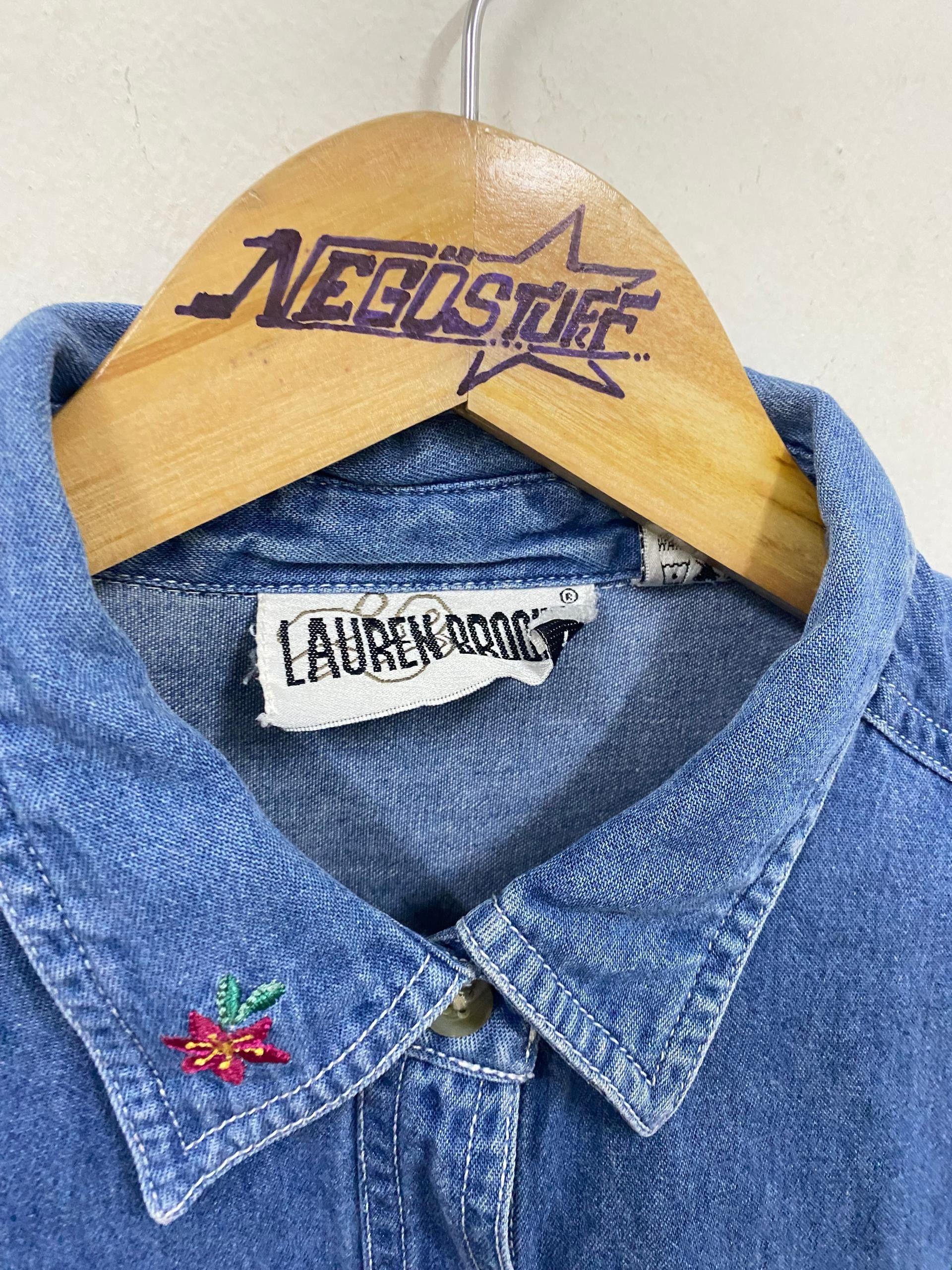 Vintage Vintage 90s Denim shirt embroidery western design Size US M / EU 48-50 / 2 - 3 Thumbnail