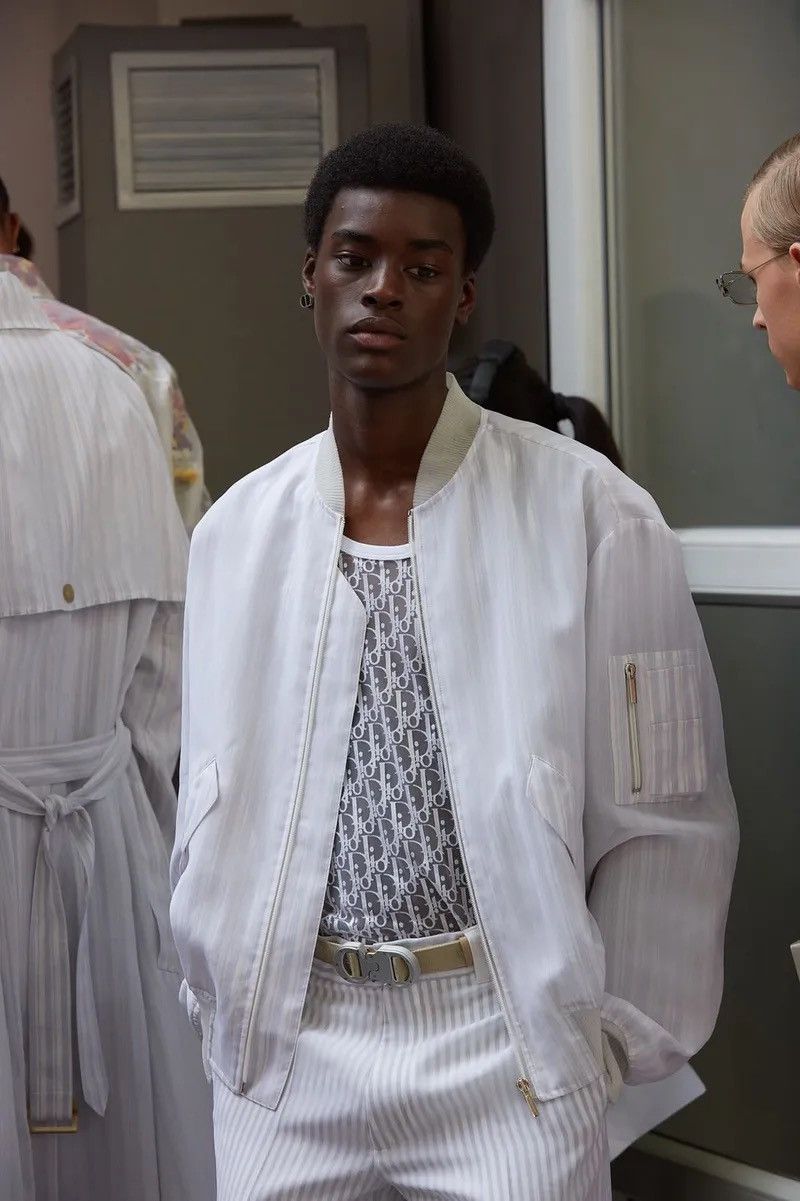 image of Dior Organza Silk Men’S Ss19 Bomber Jacket in Grey, Men's (Size Small)