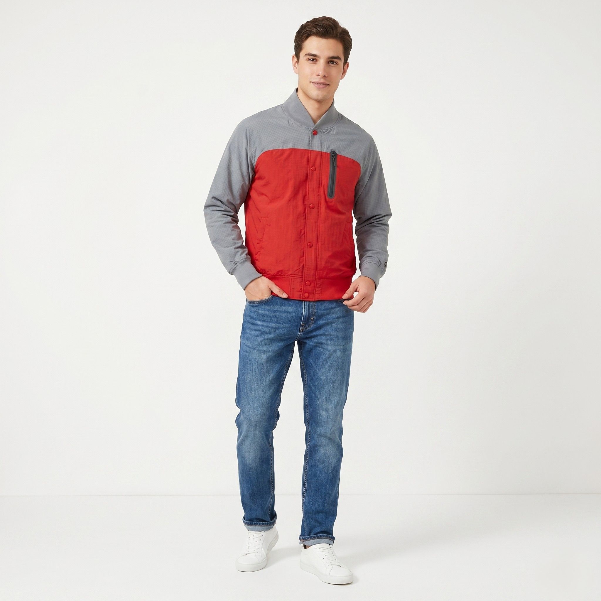 Nike Nike Men S Jacket Gray Red Vintage Nylon Top 2770 Size US S / EU 44-46 / 1 - 1 Thumbnail