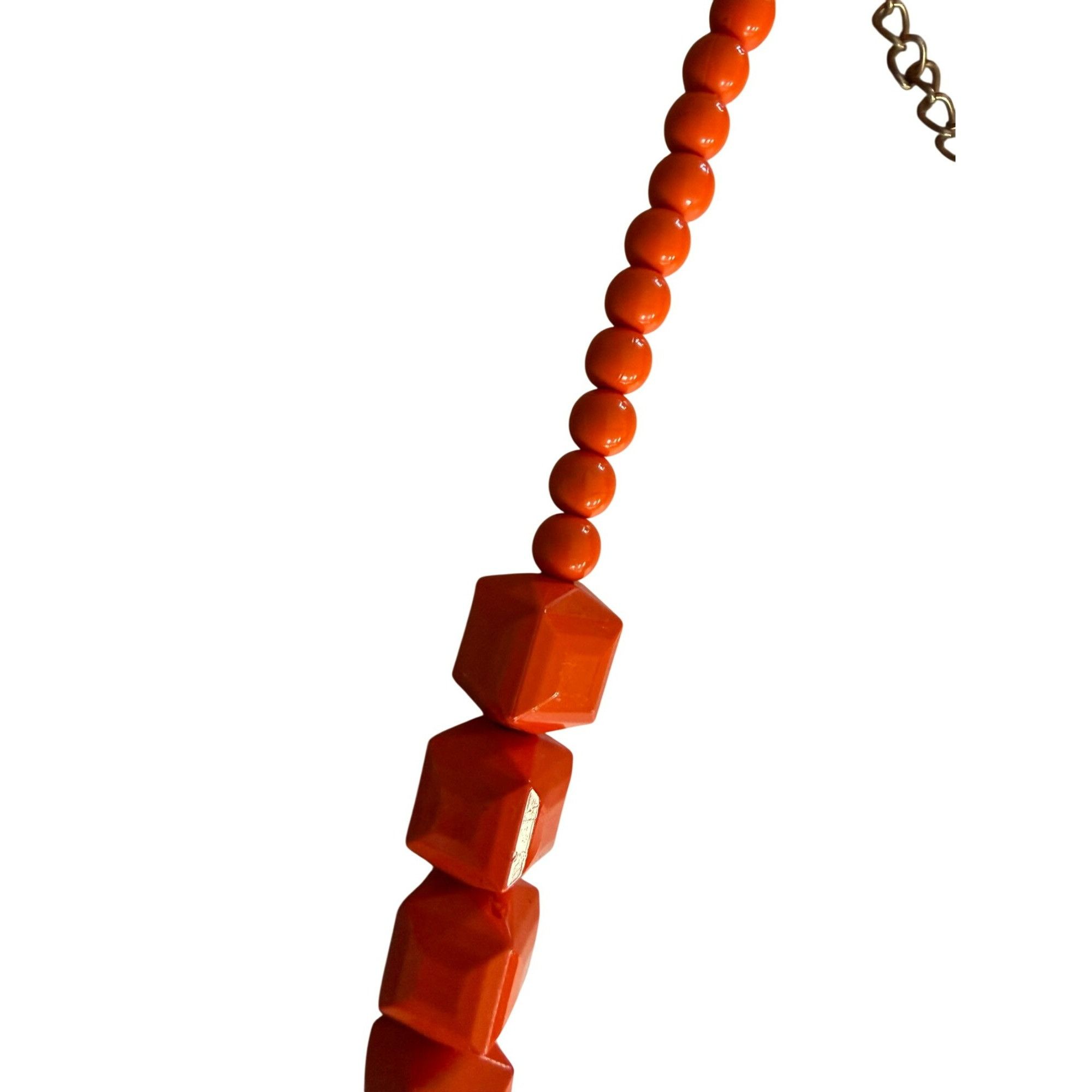 Other Vintage Chunky Orange Geometric Wood Beaded Necklace With Ad Size ONE SIZE - 3 Thumbnail