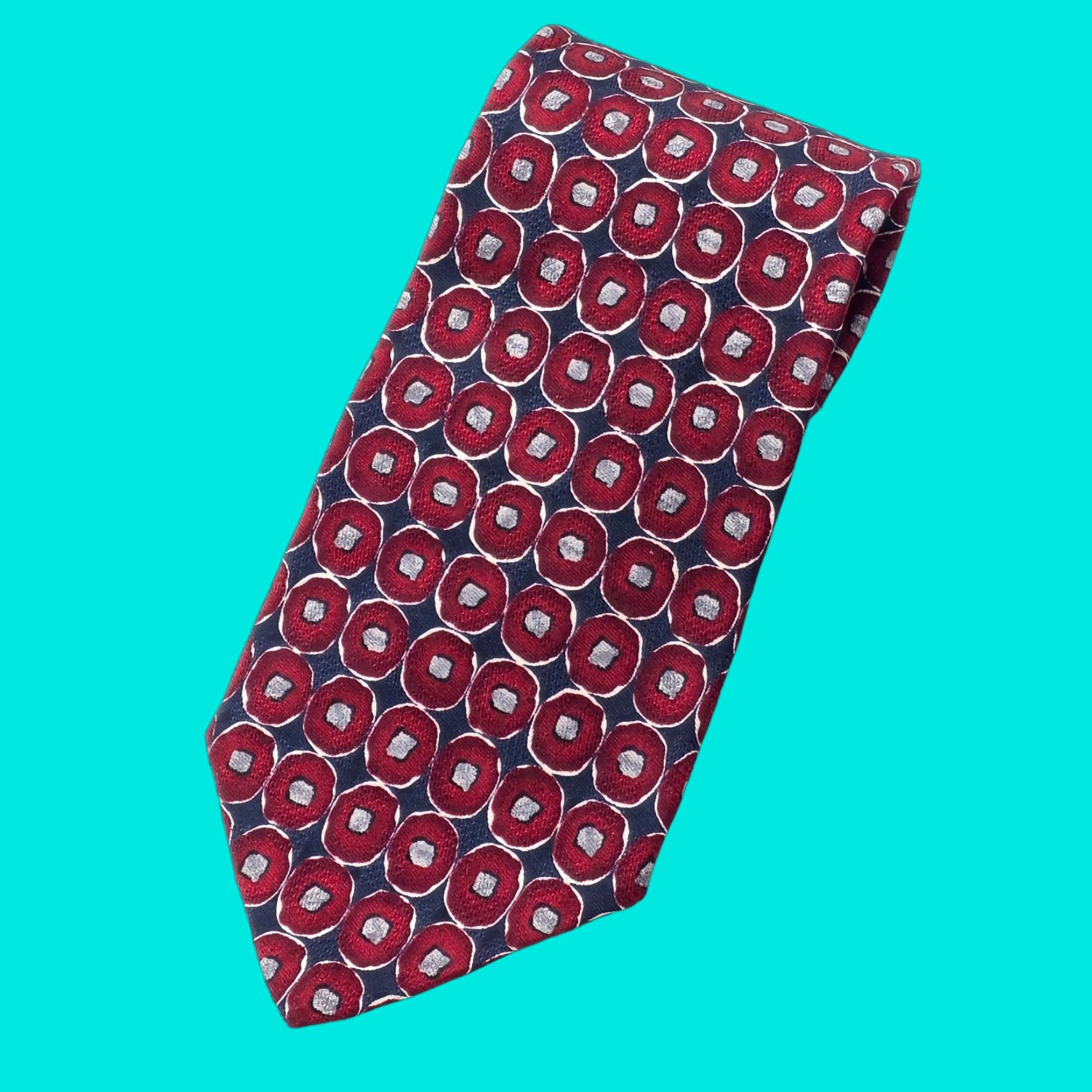 Robert Talbott Robert Talbott Necktie Mens Red Geometric Silk Designer USA Tie Length 59" Width 4" Adjustable Office Business Mens Silk Geometric Tie Size ONE SIZE - 1 Thumbnail