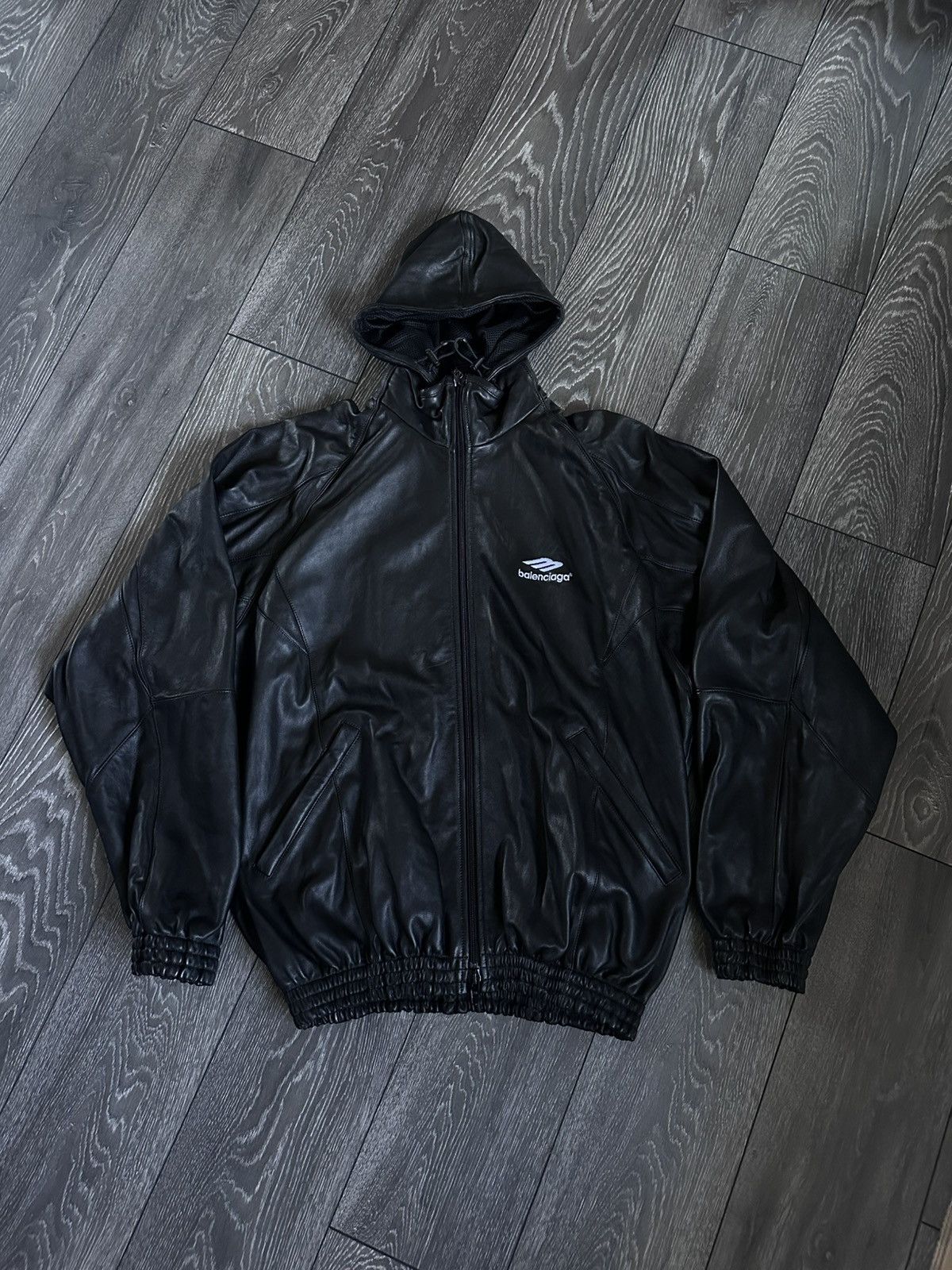 Balenciaga Balenciaga 3B Icon Lambskin Leather Track Jacket