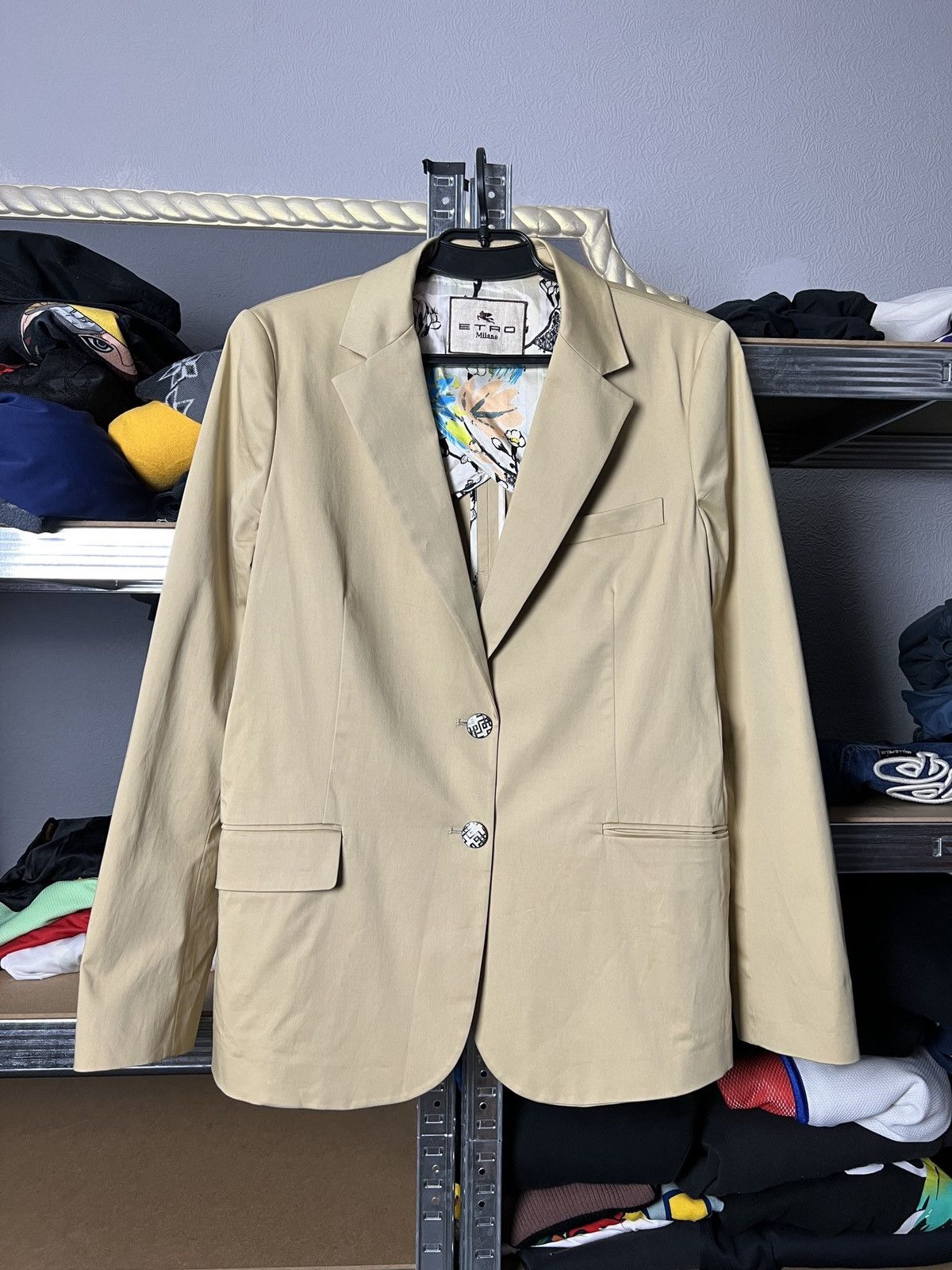 Etro Milano Cotton Beige Women's Blazer Size 50