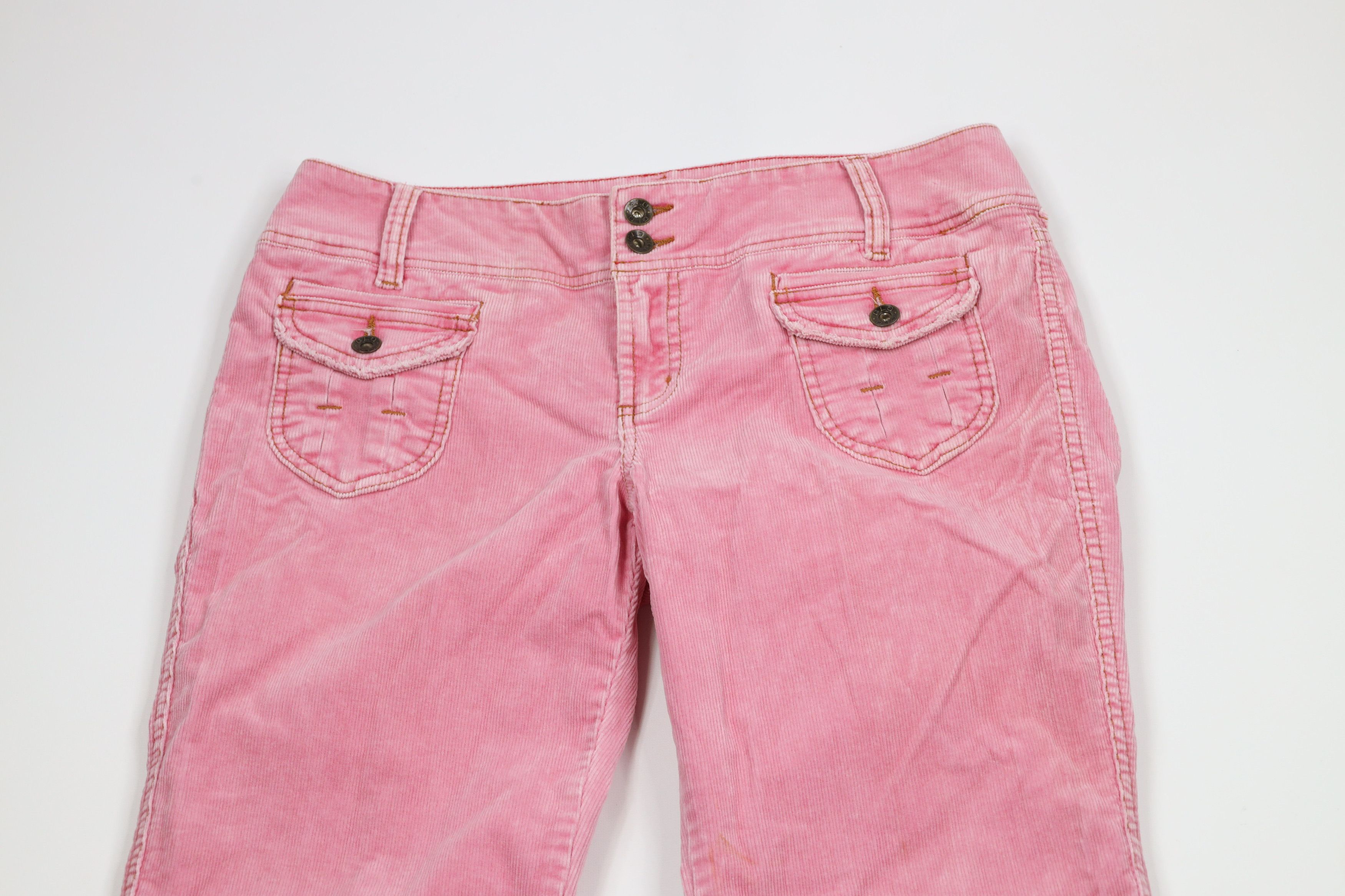 Vintage Vintage 90s Y2K Babydoll Flared Wide Leg Corduroy Pants Pink Size 30" / US 8 / IT 44 - 2 Thumbnail