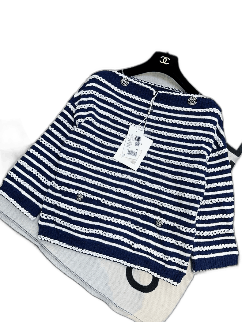 Chanel Chanel 20S Striped Knit Top Size M / US 6-8 / IT 42-44 - 1 Thumbnail